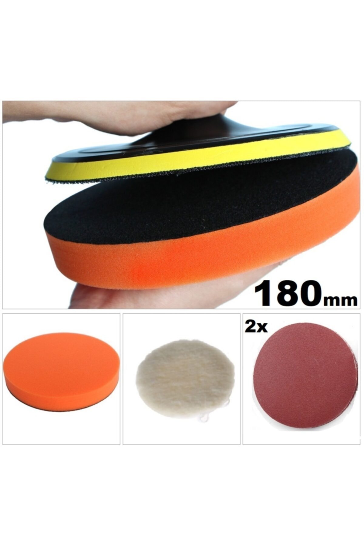 180 Mm Polisaj Seti Cırt Taban Sünger Bone 2 Li Zımpara Takımı