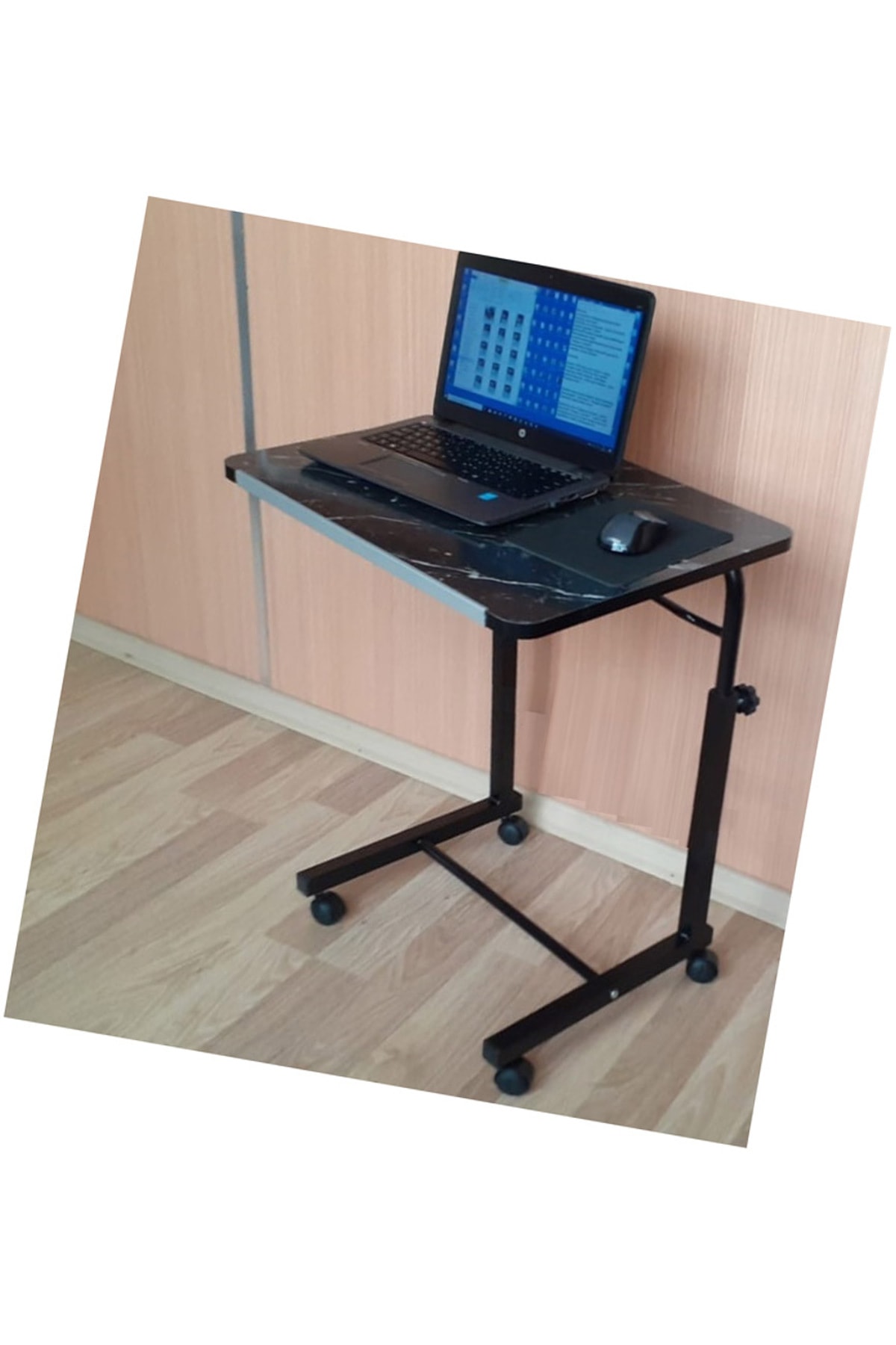 Tekerlekli Laptop Bilgisayar Çalışma Masası Eğim Yükseklik Ayarlı Akrobat Koltuk Sehpası