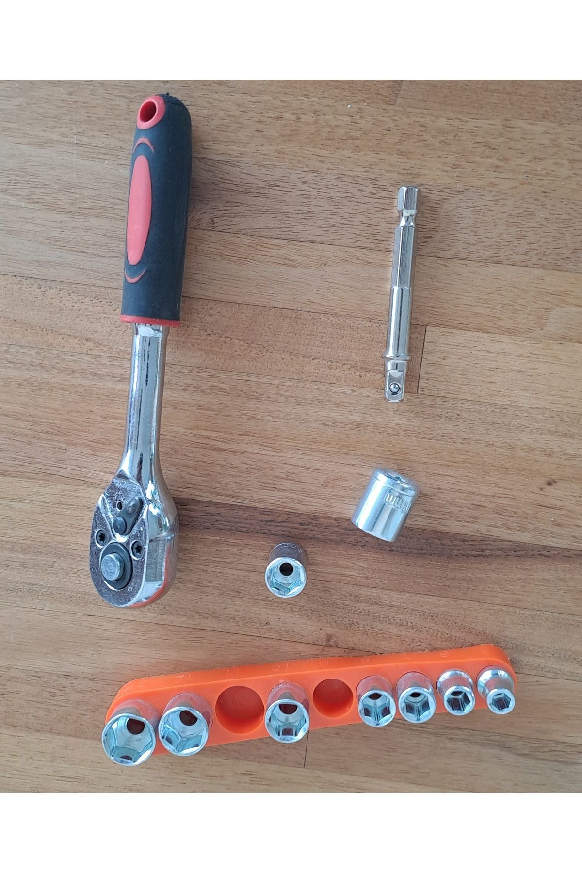Cırcır Kollu 9 parçalı Lokma seti  ve Matkap adaptörü 1/4 soket Lokma Takımı  cır cır anahtar kolu