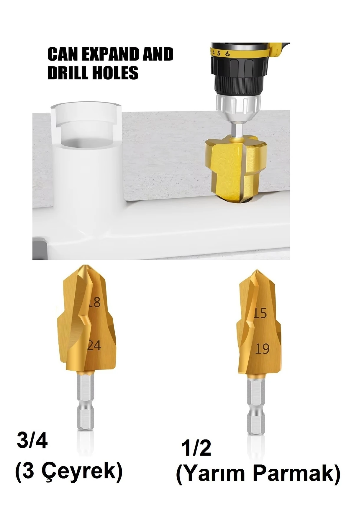 Sıhhi Tesisatçı için Çelik Genişletici Matkap Ucu Seti PPRC Su Boru Onarma Havşası Raybalama Aparatı