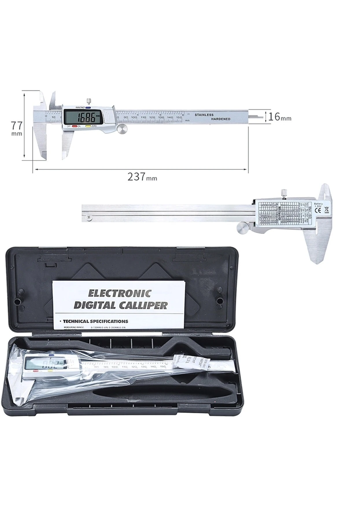 Metal Kumpas Kalınlık Ölçer Mikrometre Dijital Çelik Kumpas 0,01mm Hassasiyet Kompratör