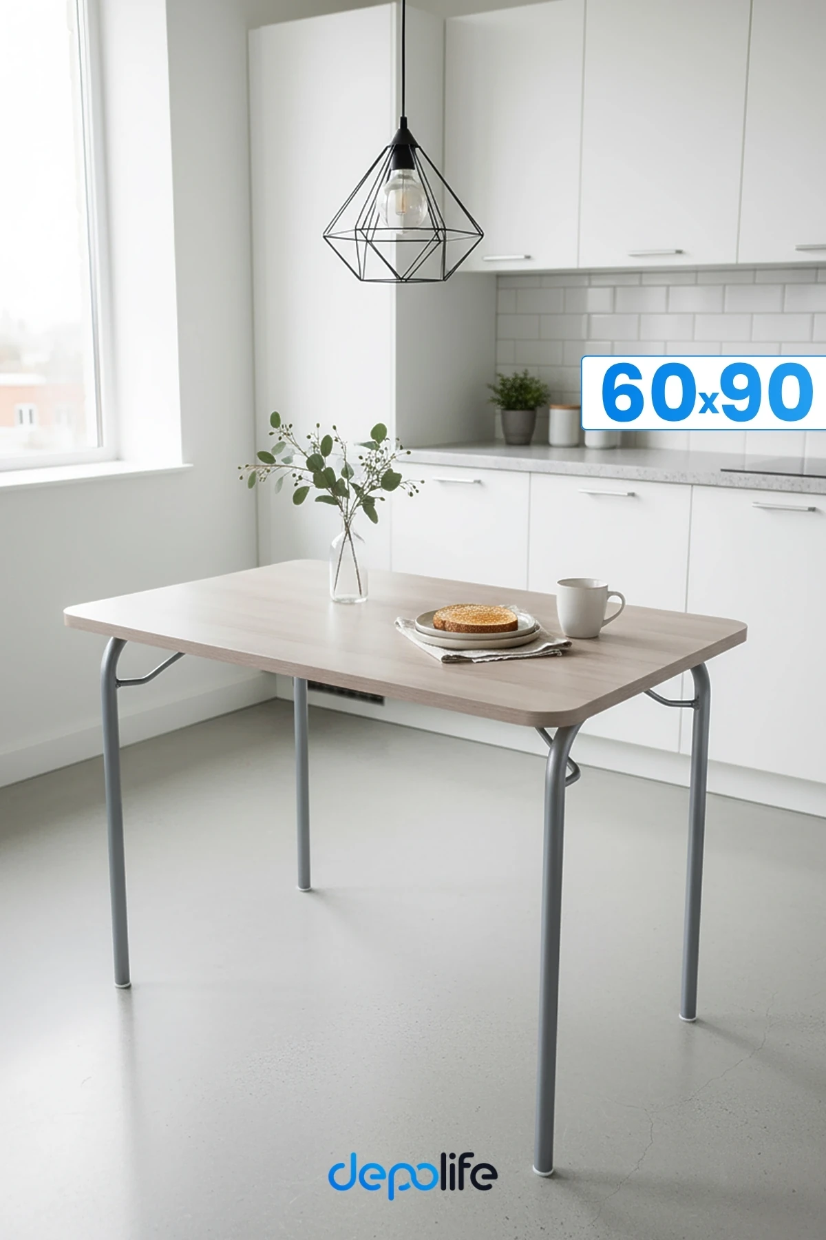 Pratik Katlanır Ayak Mutfak Yemek Masası Balkon Ders Çalışma Piknik Masa 60x90cm Ceviz