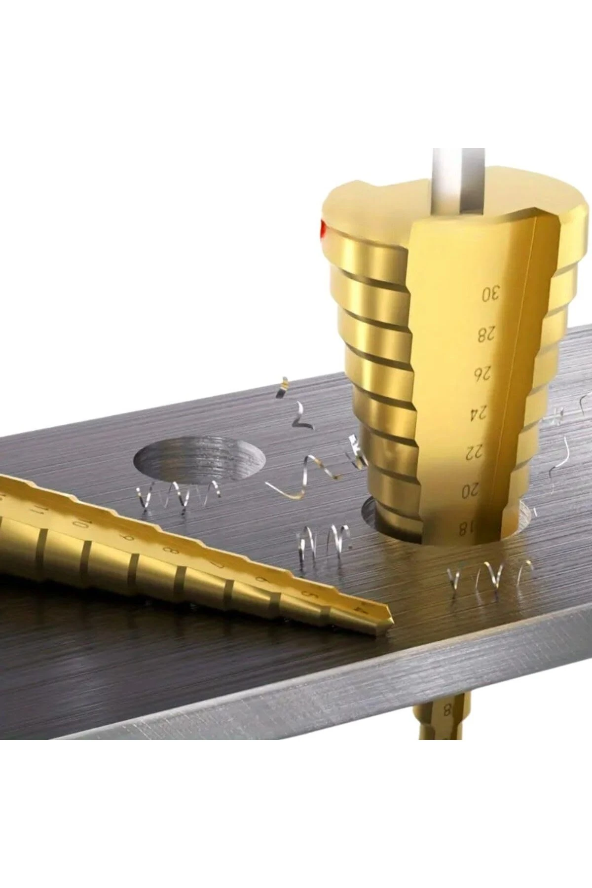 Titanyum Pah Kırma 6lı Freze Ucu  3 Adet Kademeli Delme Adım Kozalak Freze Takımı