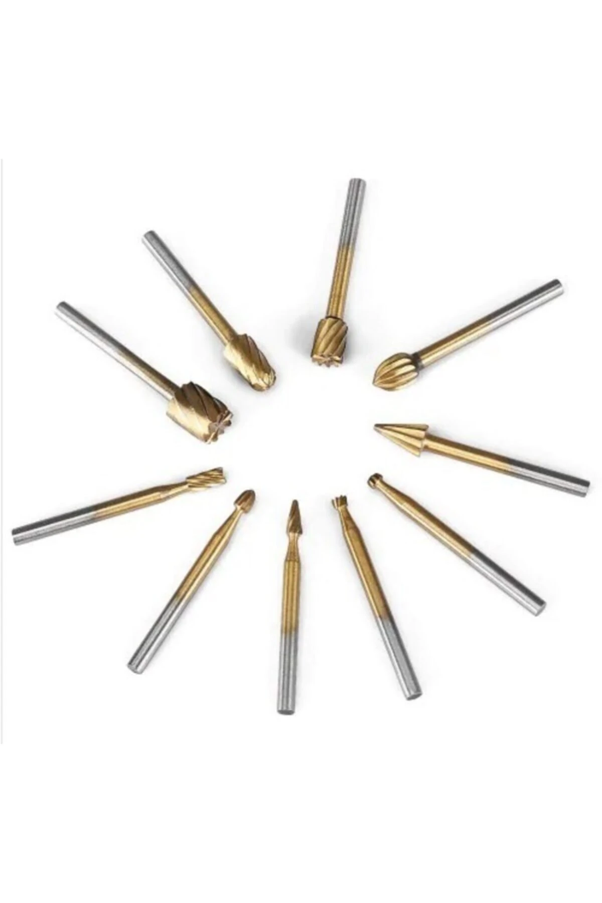 10 Parça Hss Titanyum Ahşap Için Freze Uç Seti Dremel Benzeri Gravür Makinası Için Kalıpçı 3mm Şaft