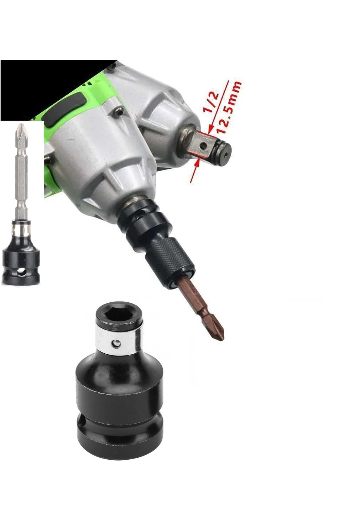 1/2 Matkap Chuck Mandrenli Adaptör Somun Sökme Makinesini Hex Bits Uç Dönüştürme Aparatı