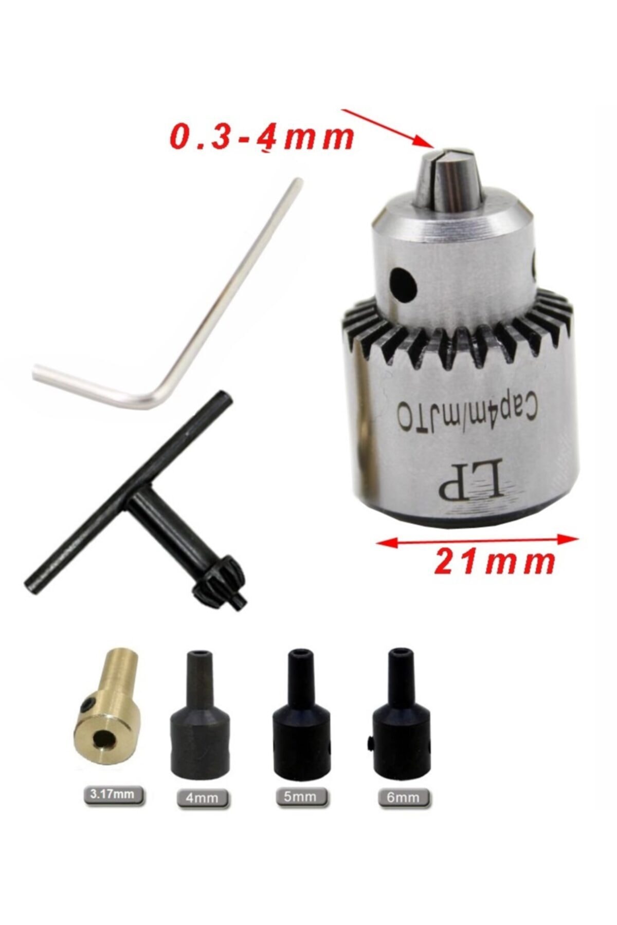 Motor Için Anahtar Sıkmalı Mini Mandrel 4mm Mandren Üniversal Okul Proje Ödev Hobi 3.2mm 4mm 5mm 6mm
