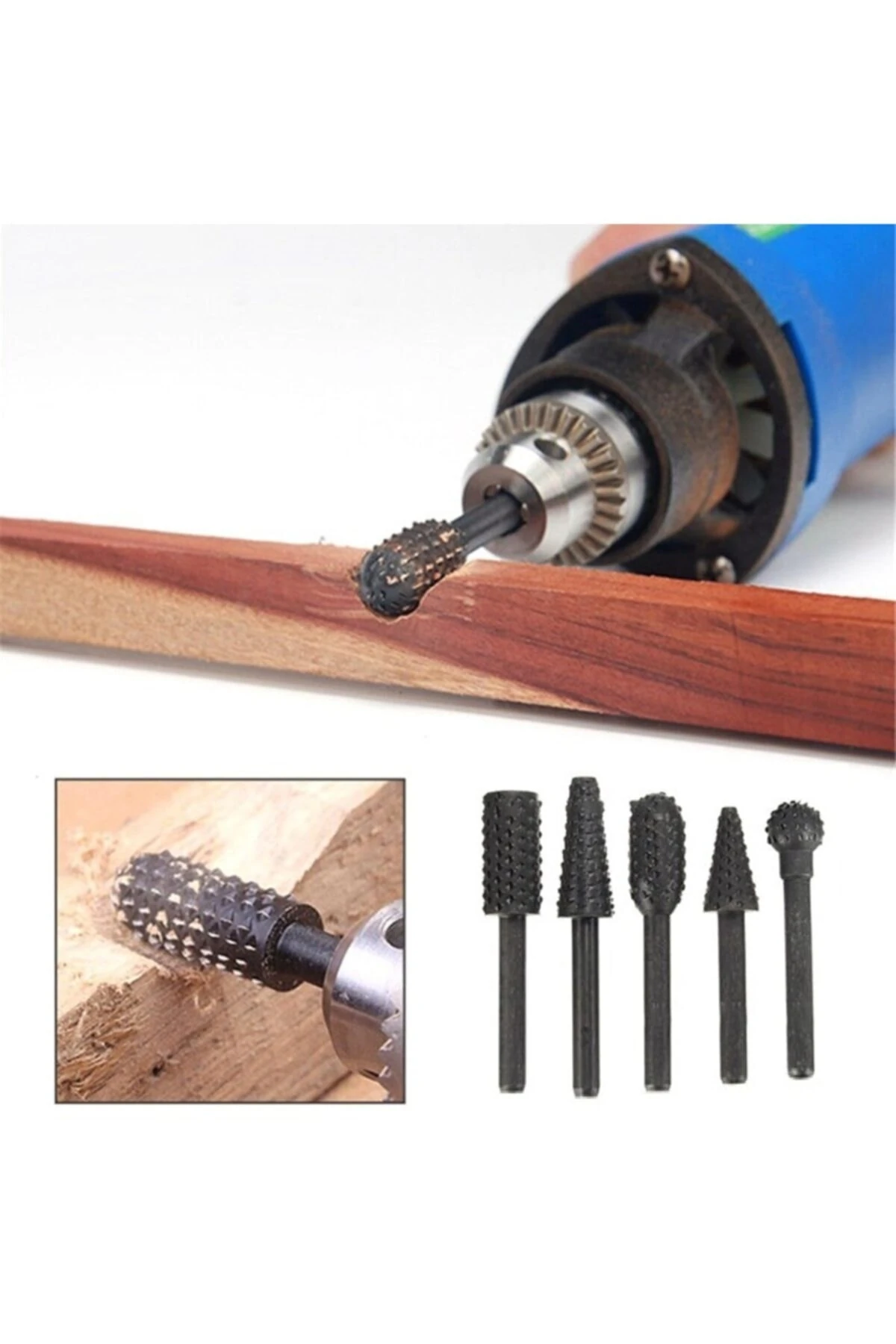 5 Parça Hss Ahşap Için Törpü Freze Uç Seti Dremel Benzeri Gravür Makinası Için Kalıpçı 3.17mm Sap