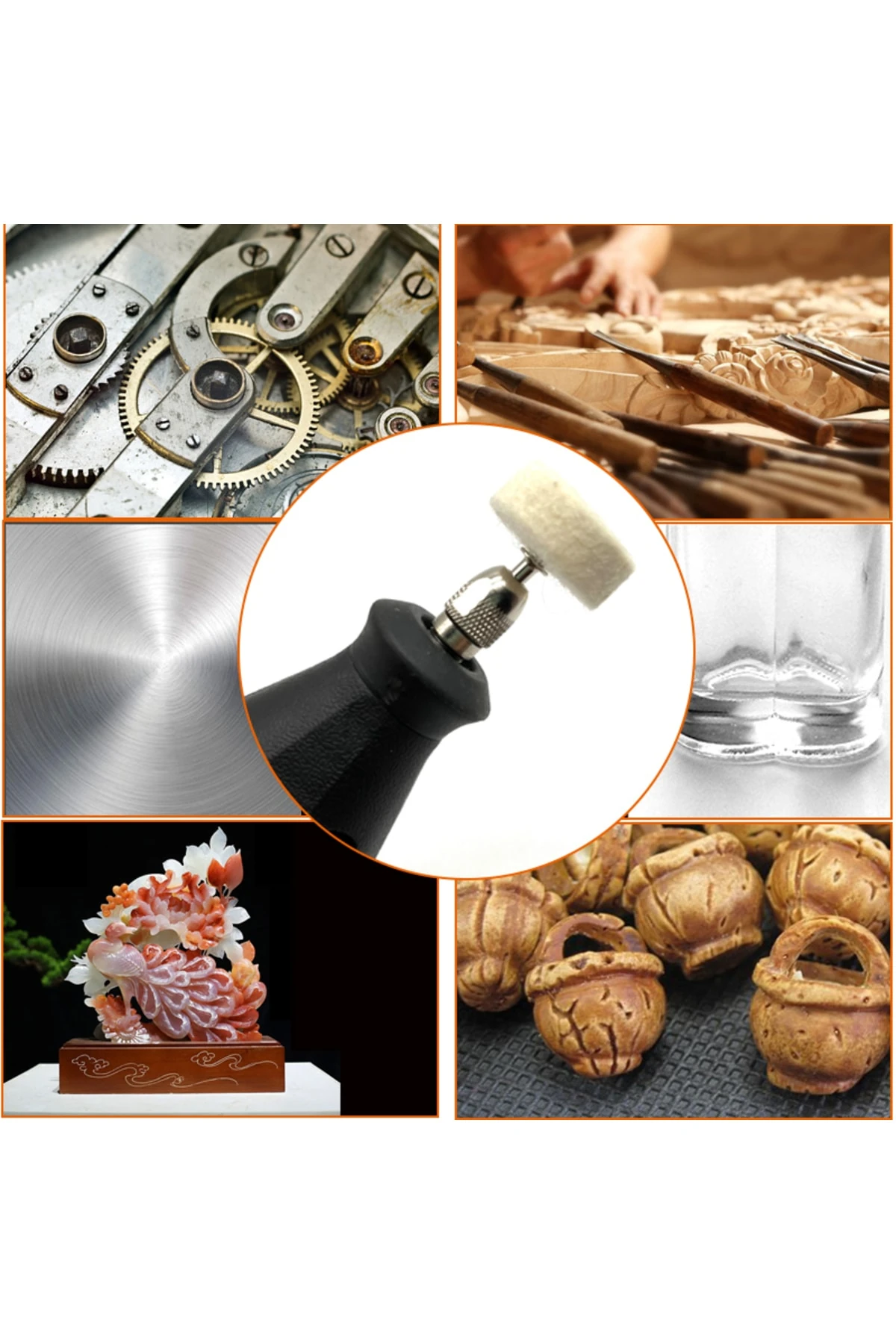 Polisaj Cila Parlatma Keçesi Yün Keçe Dremel Matkap Ucu 13mm Ve 25mm Toplam 33 Lü Set