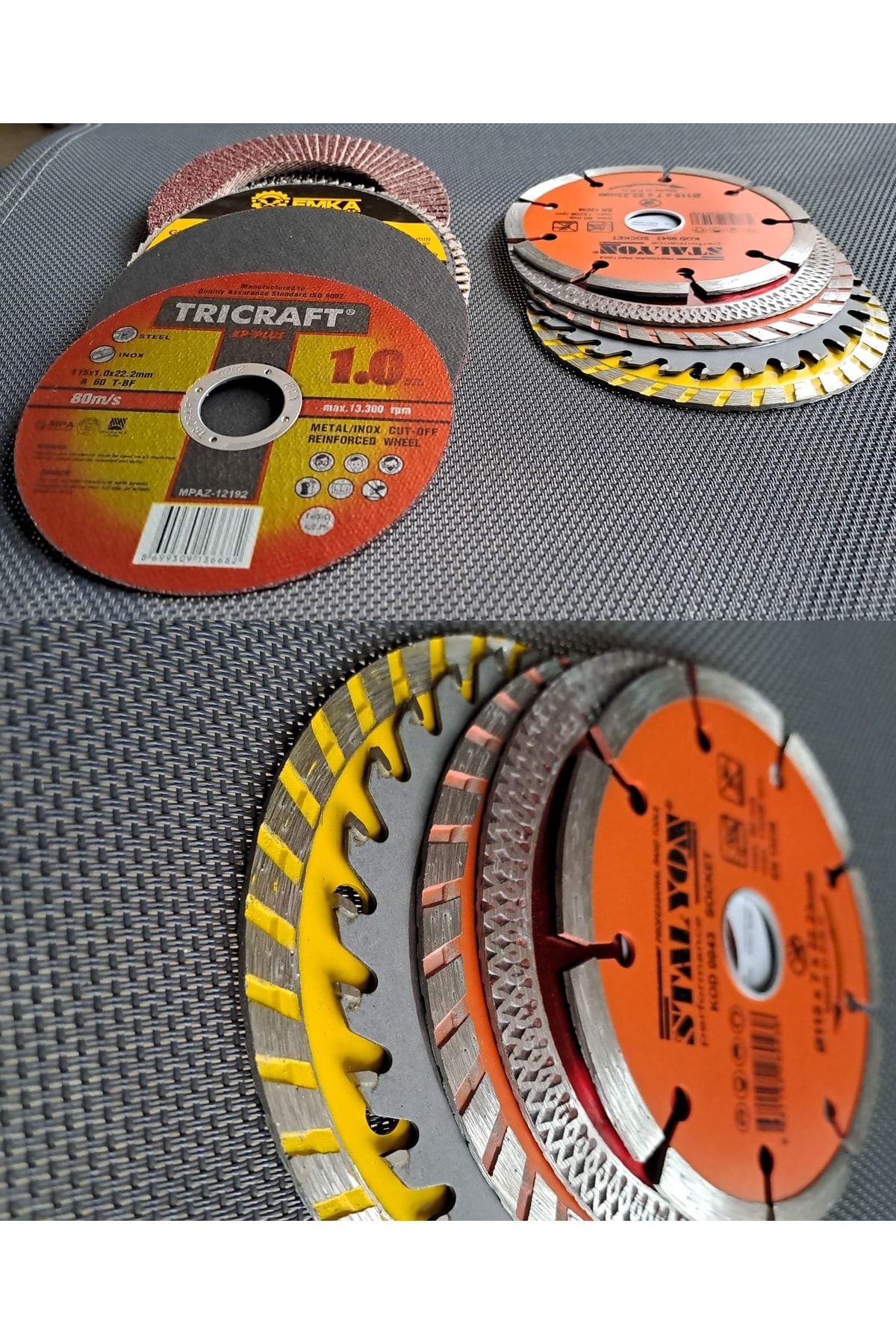 Ahşap Metal Mermer Granit Seramik kesici disk Seti Kesme Zımparalama Daire Disk Bıcak 115mm ispirel