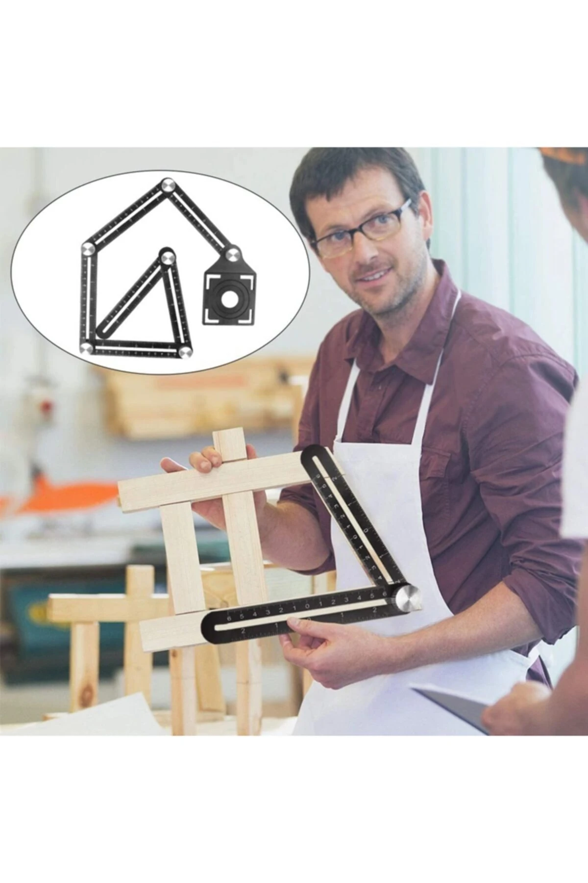 Gönye Fonksiyonlu Alüminyum Delik Ayarlayıcı Şablon Cetveli 6 Yönlü Ölçüm Cihazı Ayarlı Açılı Şablon