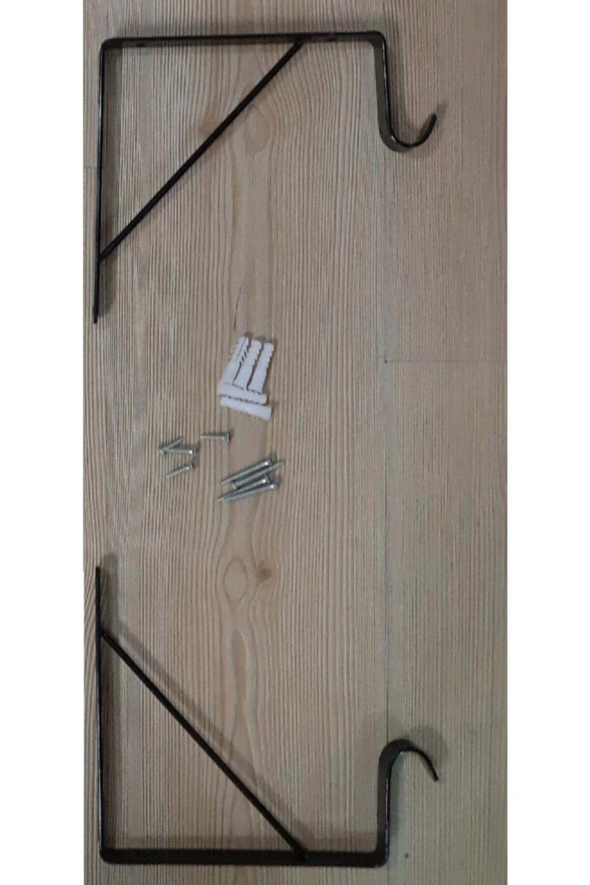 Metal Braket Raf Tutucu Demiri Askılık Borusu Takılabilir Duvar Montajlı Siyah Renk 25x25cm.