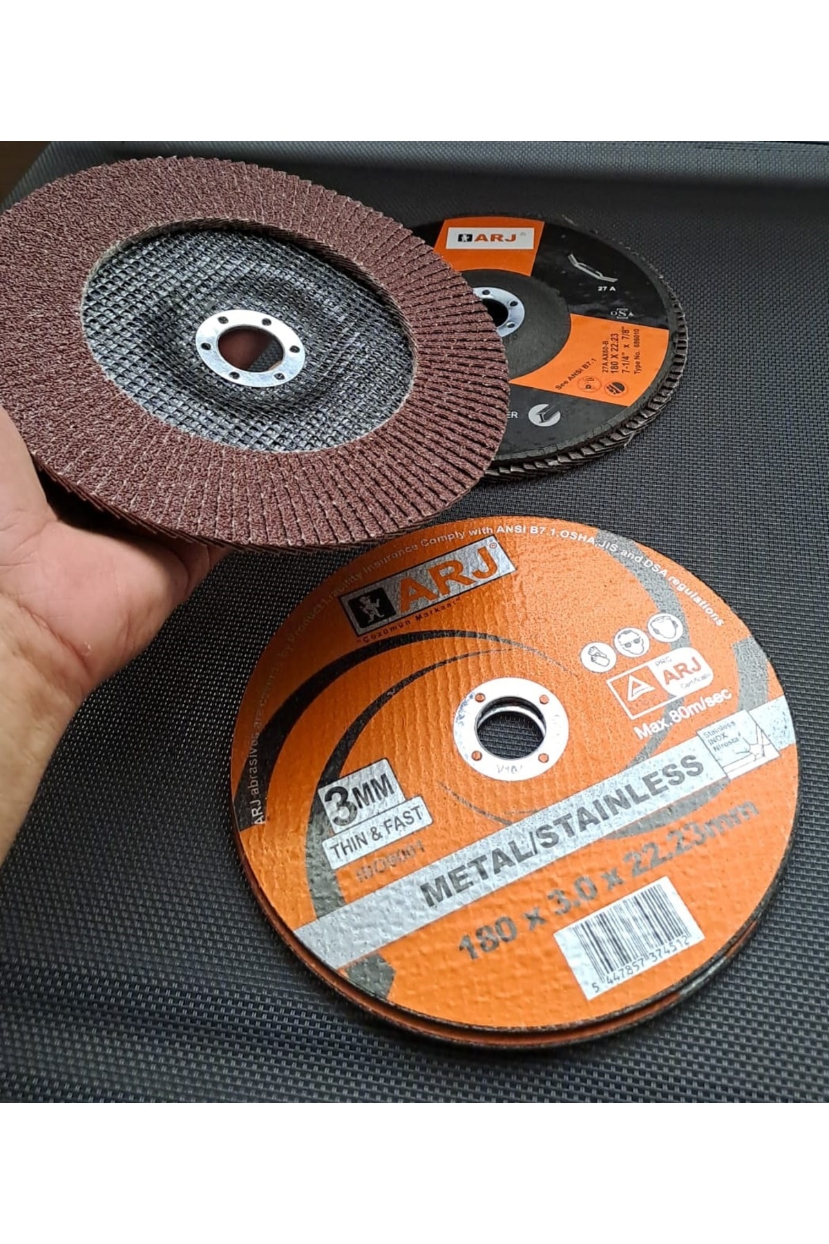 180mm flap disk zımpara INOX Metal kesme Taşlama Disk Seti için büyük boy zımparalama diski 4lü Set