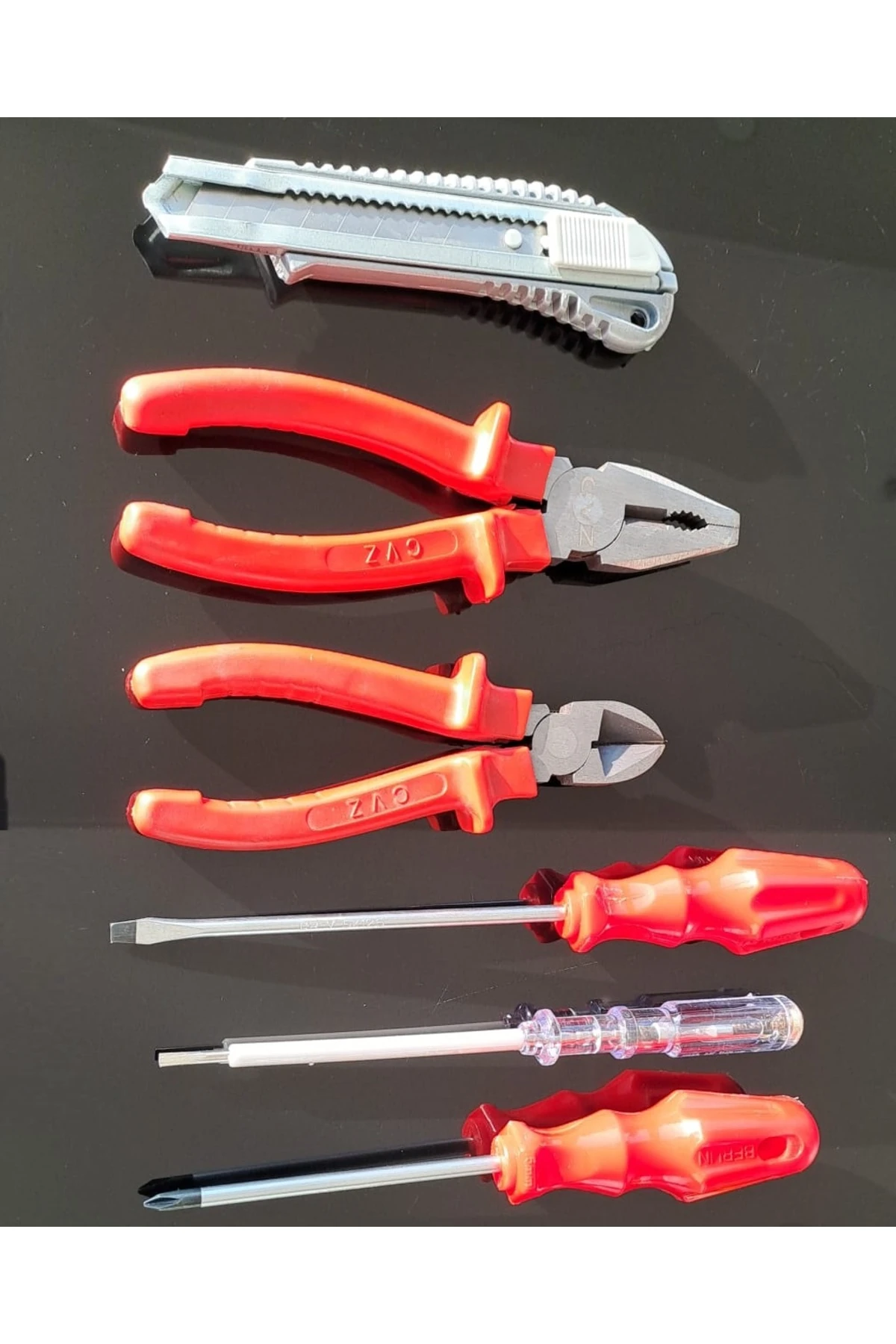 Pense Yan Keski Tornavida Seti Manyetik 2li Tornavida Kontrol Kalemi Falçata Takımı Izoleli 7 parça