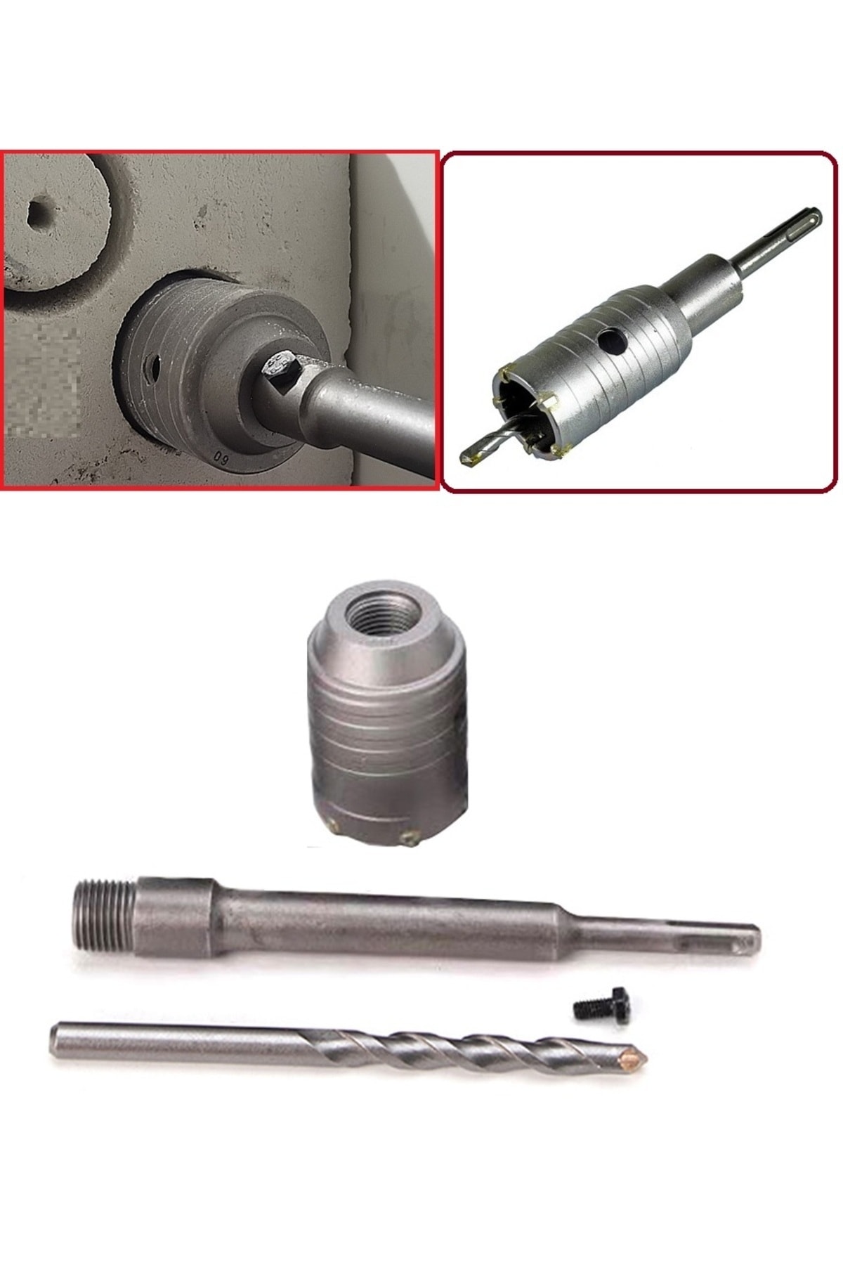 35mm Beton Delik Sondaj Pancı Kırıcı Delici Için Elmaslı Karot Testere Matkap Ucu Sds Adaptörlü Şaft