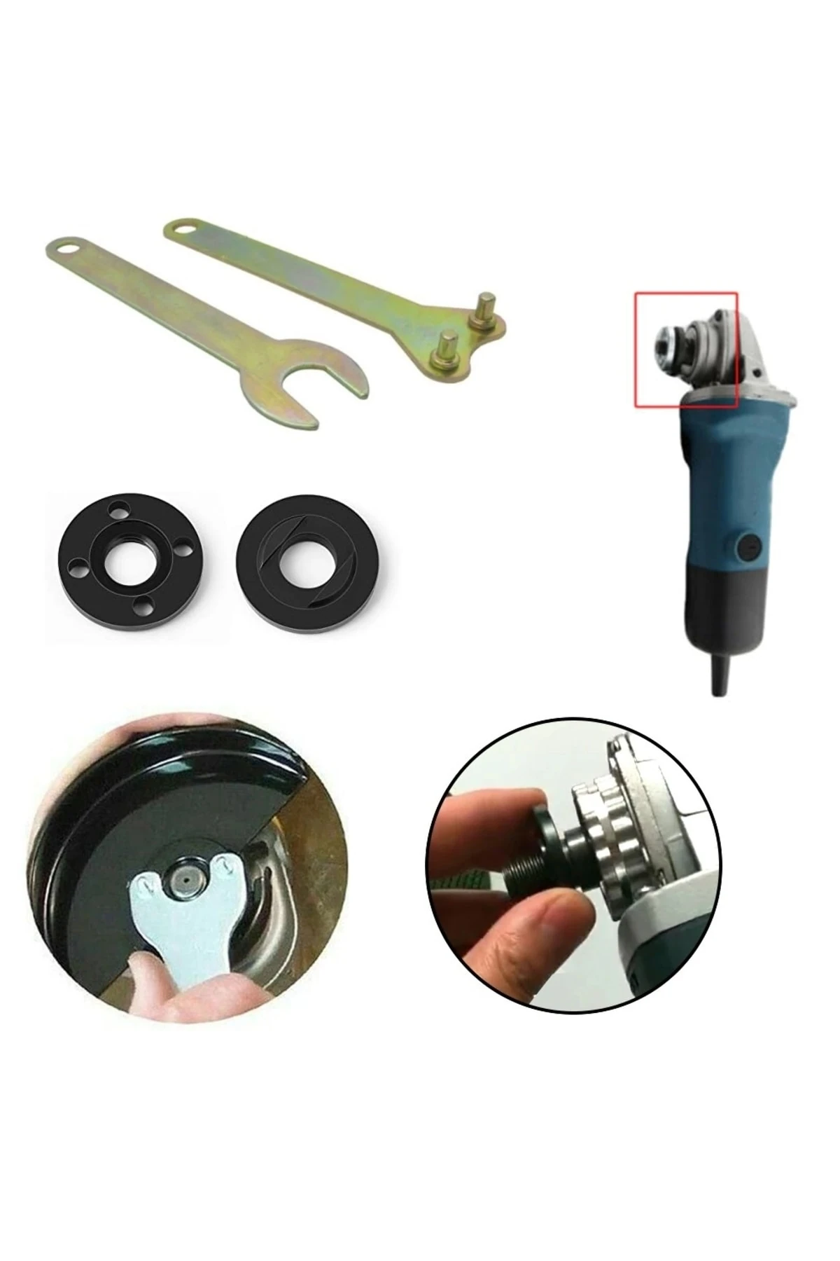 Taşlama Makinesi Için Germe Somunu Spral Vidası Takım Sökme Takma Anahtarlı Set M14 3lü Set