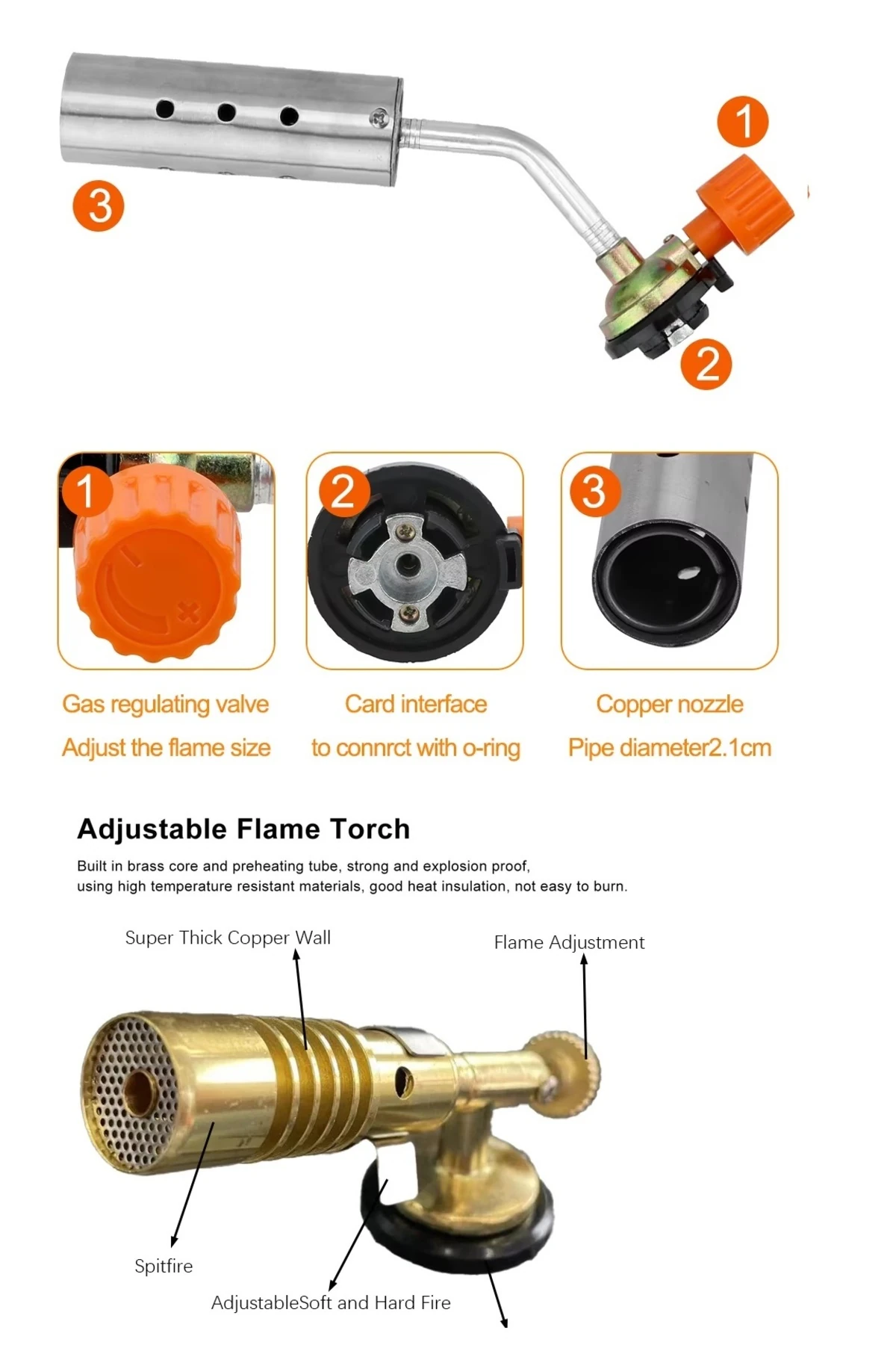 Kaynakcı Pürmüz 1300 derece alev gazlı Torch alev tabancası Prinç Tamirci Kaynak Başlığı 2 çeşit