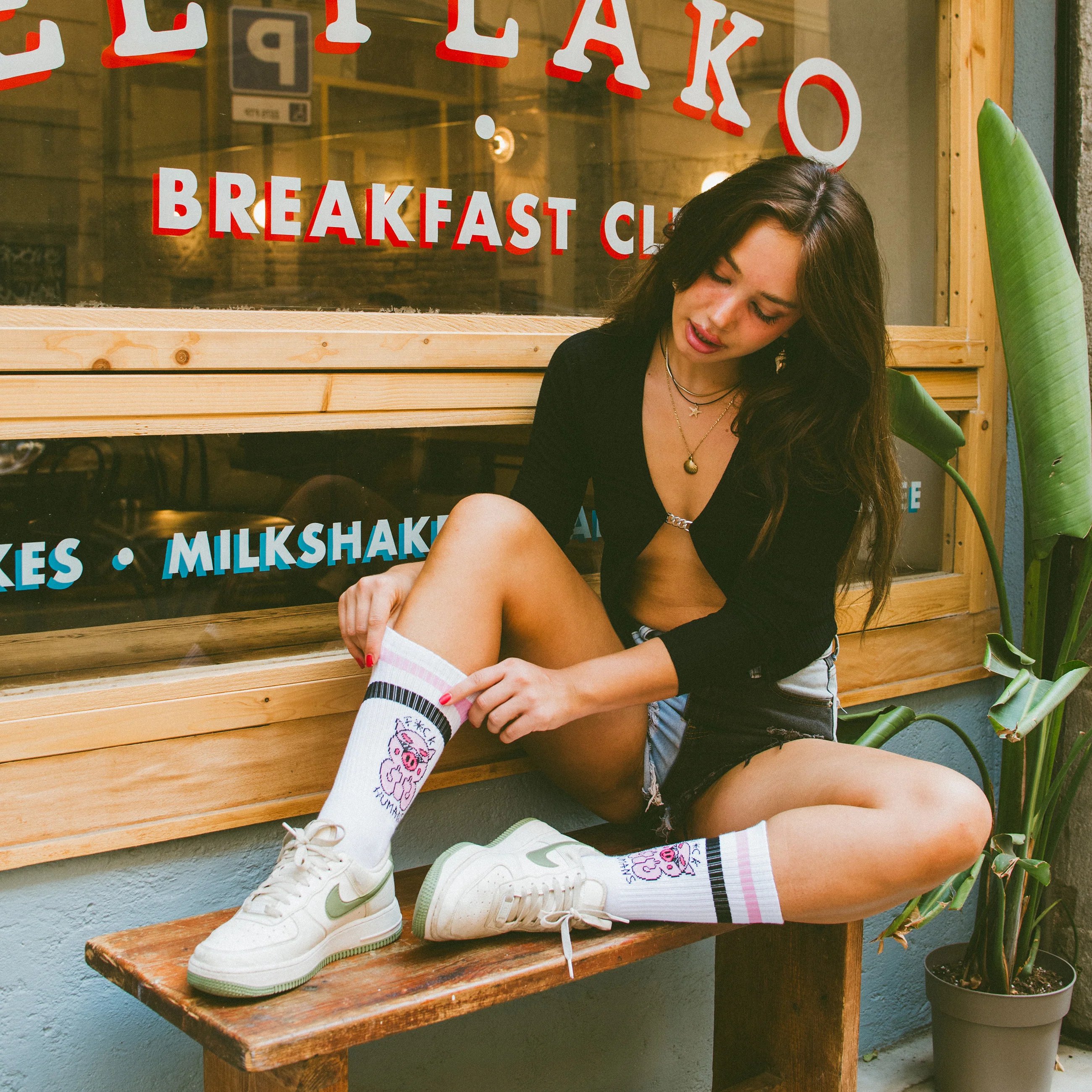 American Socks F*ck Humans Mid High Çorap