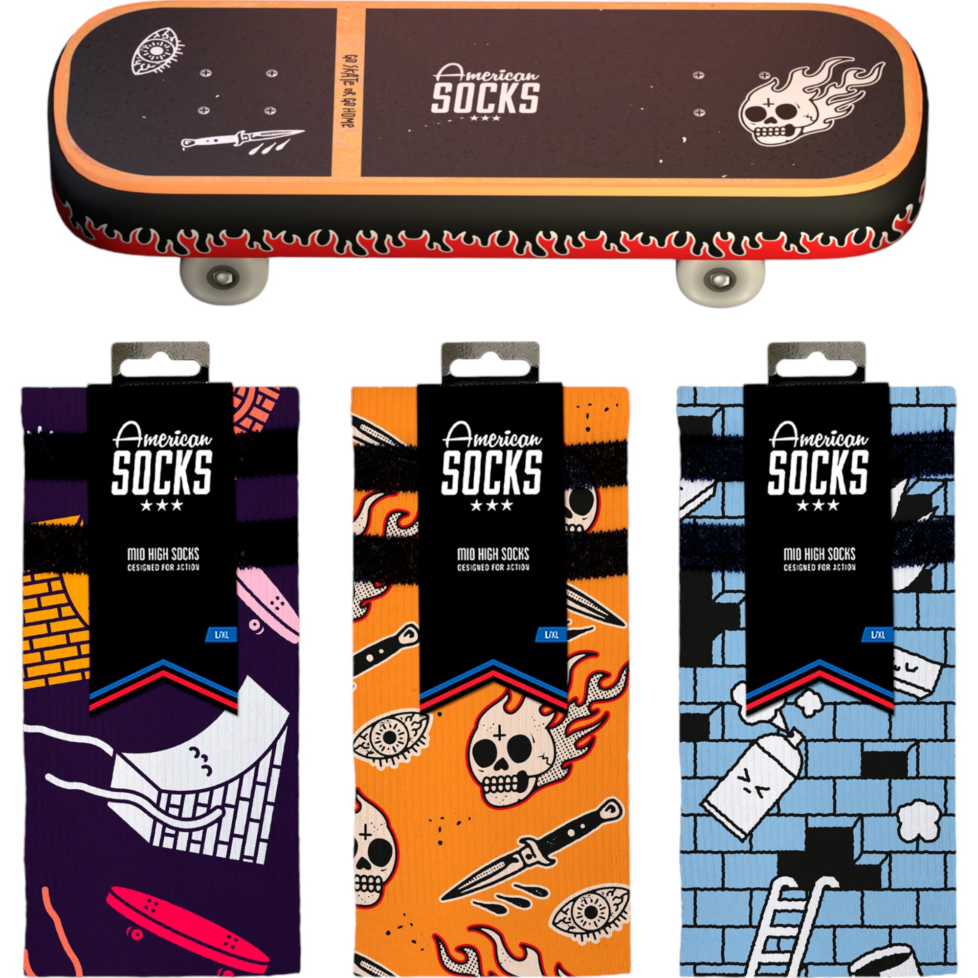 American Socks Sk8 Hediyelik 3'lü Çorap Seti