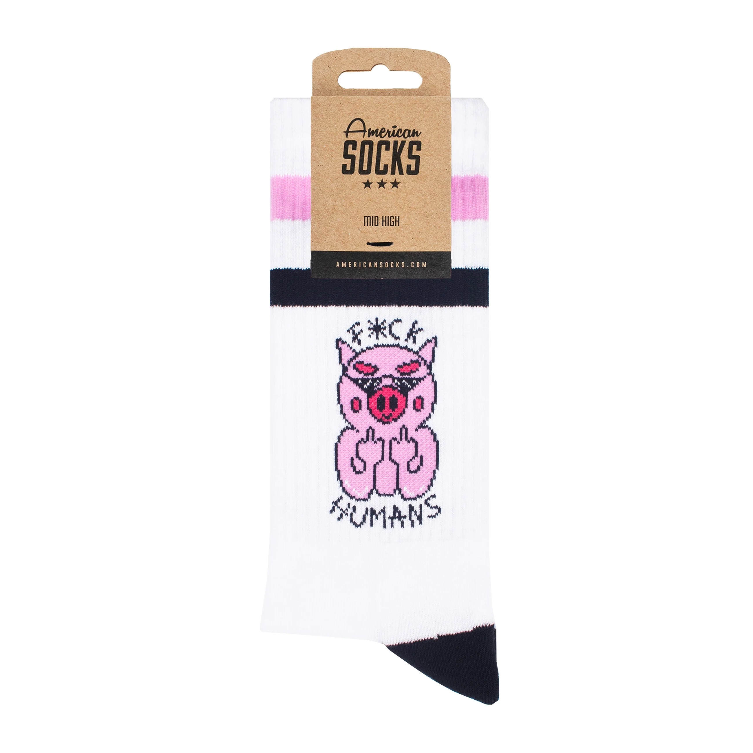 American Socks F*ck Humans Mid High Çorap
