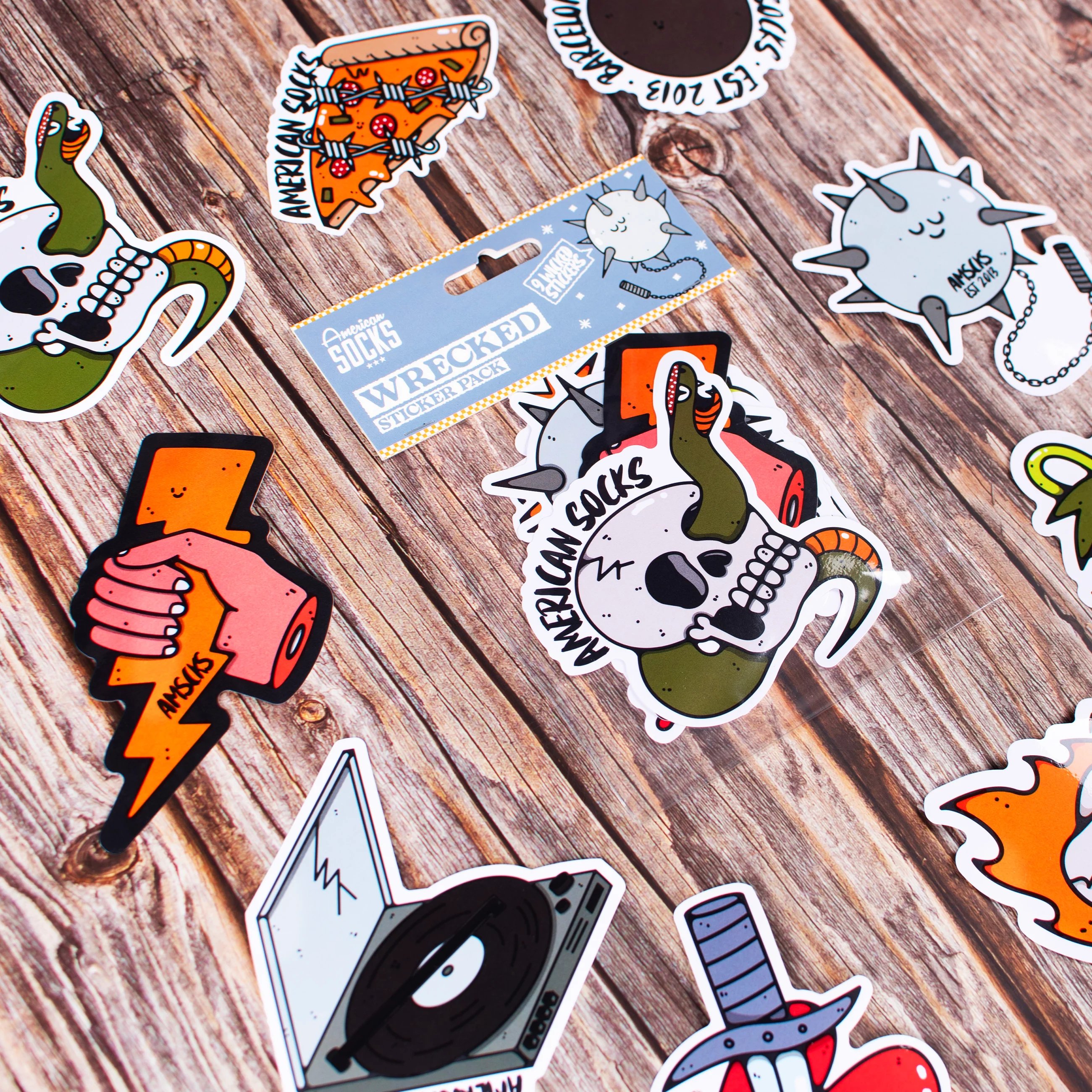American Socks Wrecked Sticker Seti