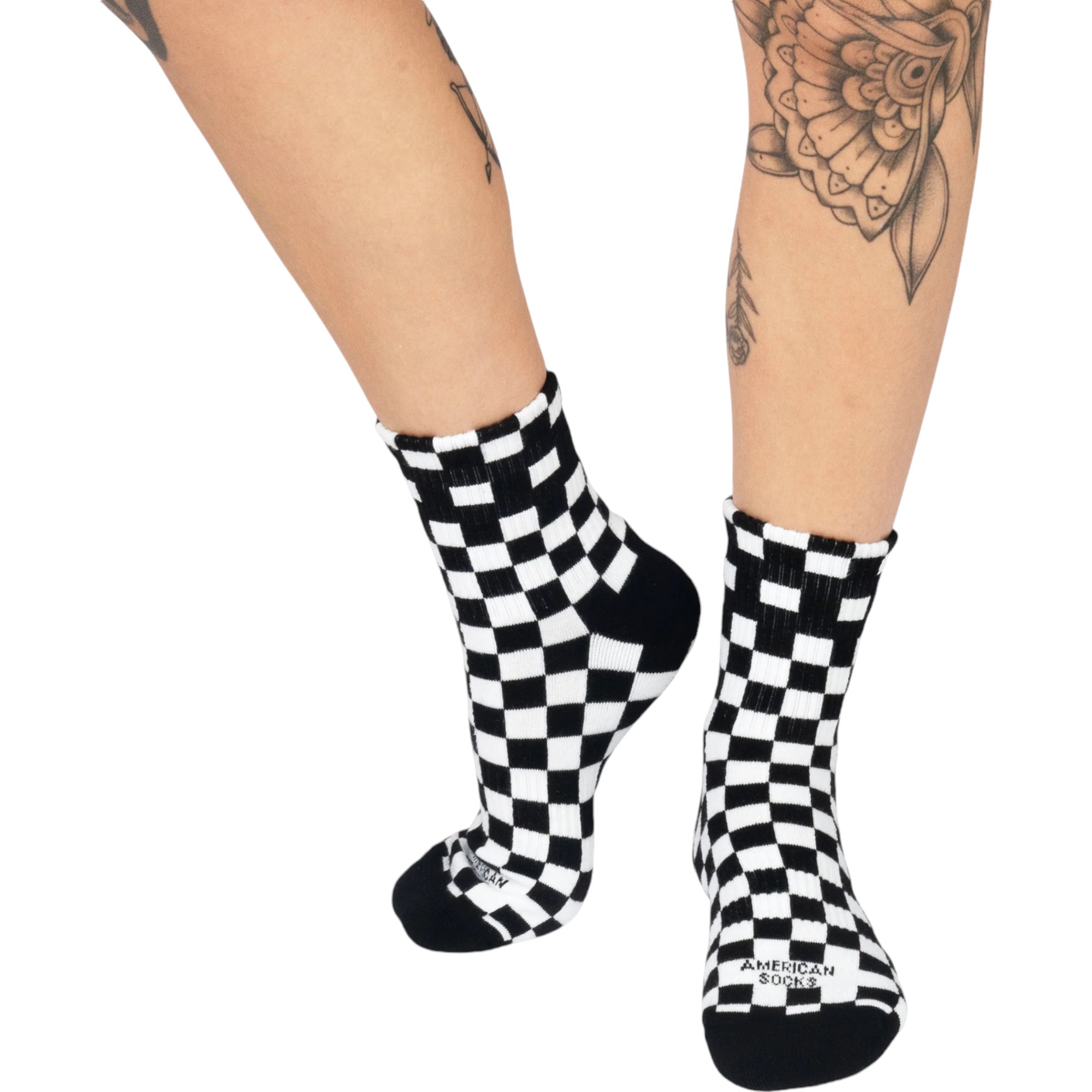 American Socks Checker Bw Ankle High Çorap