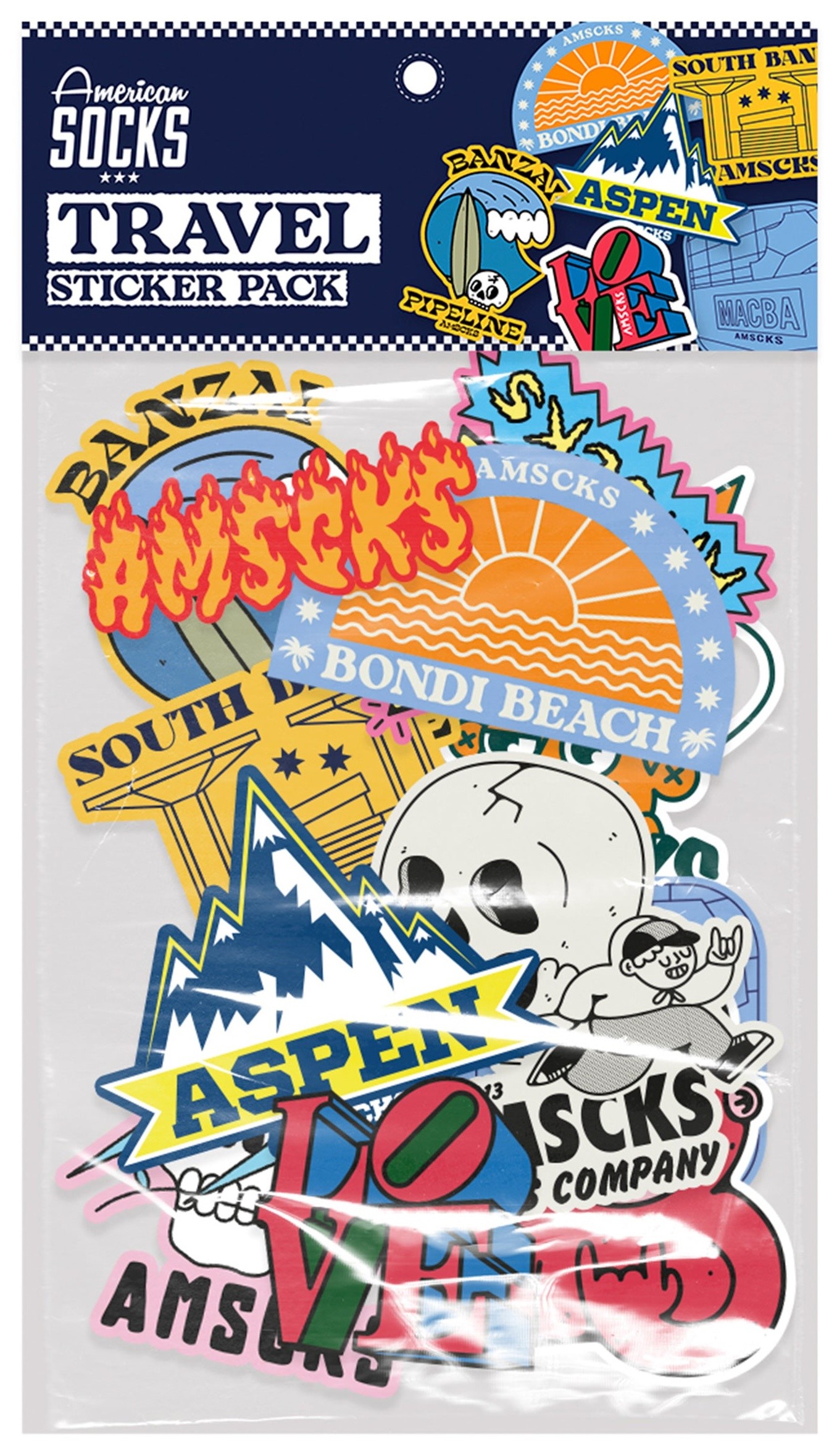 American Socks Travel Sticker Seti