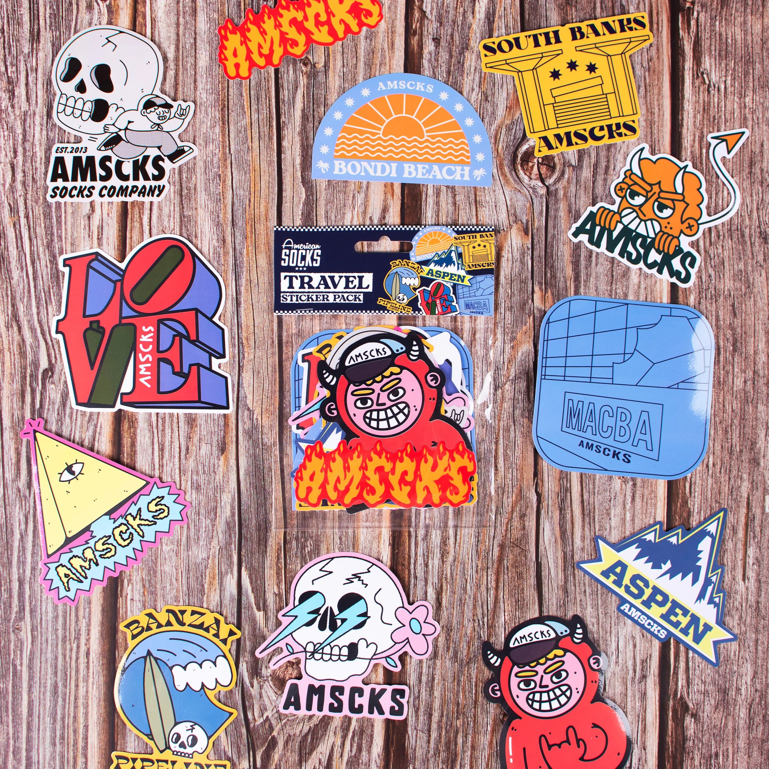American Socks Travel Sticker Seti