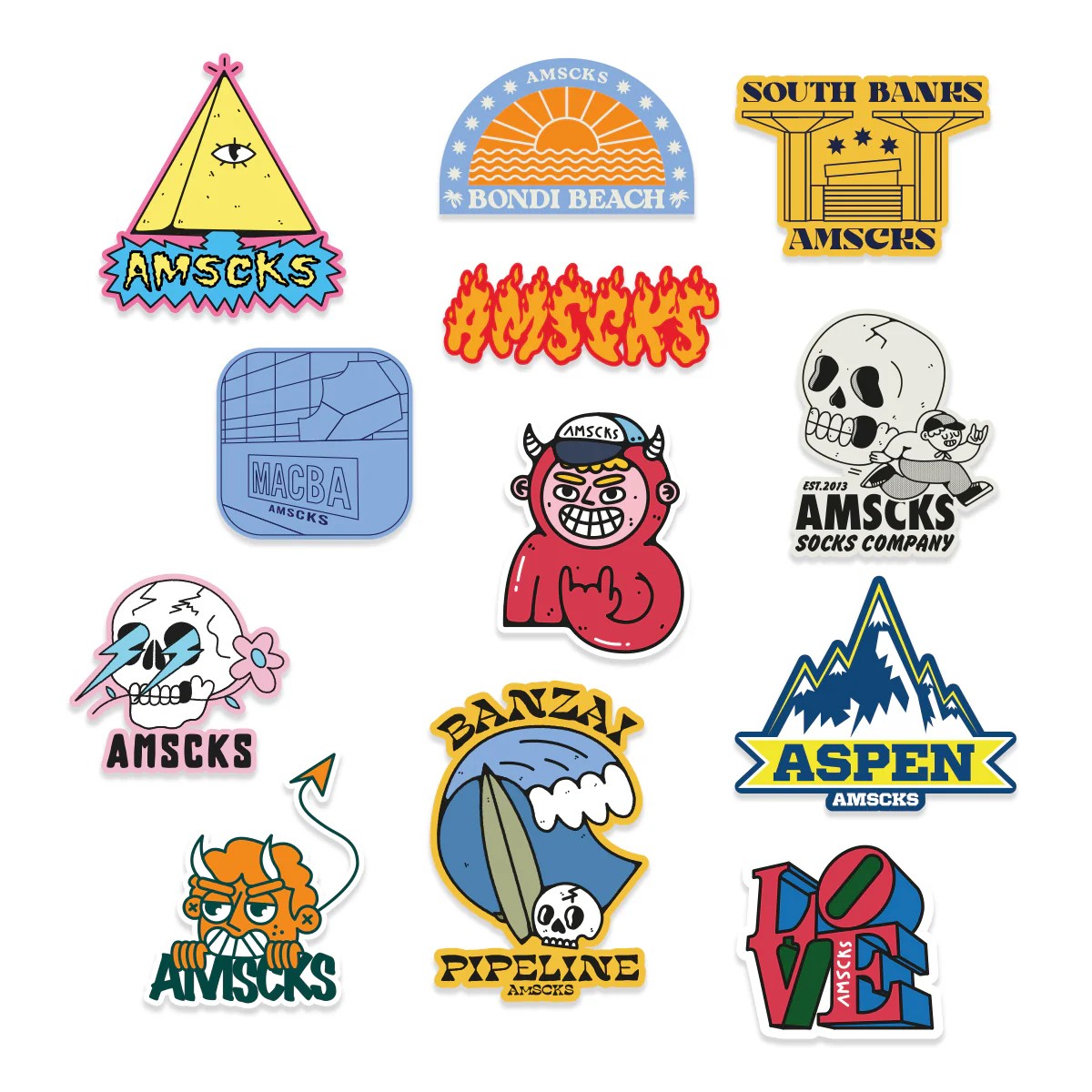 American Socks Travel Sticker Seti