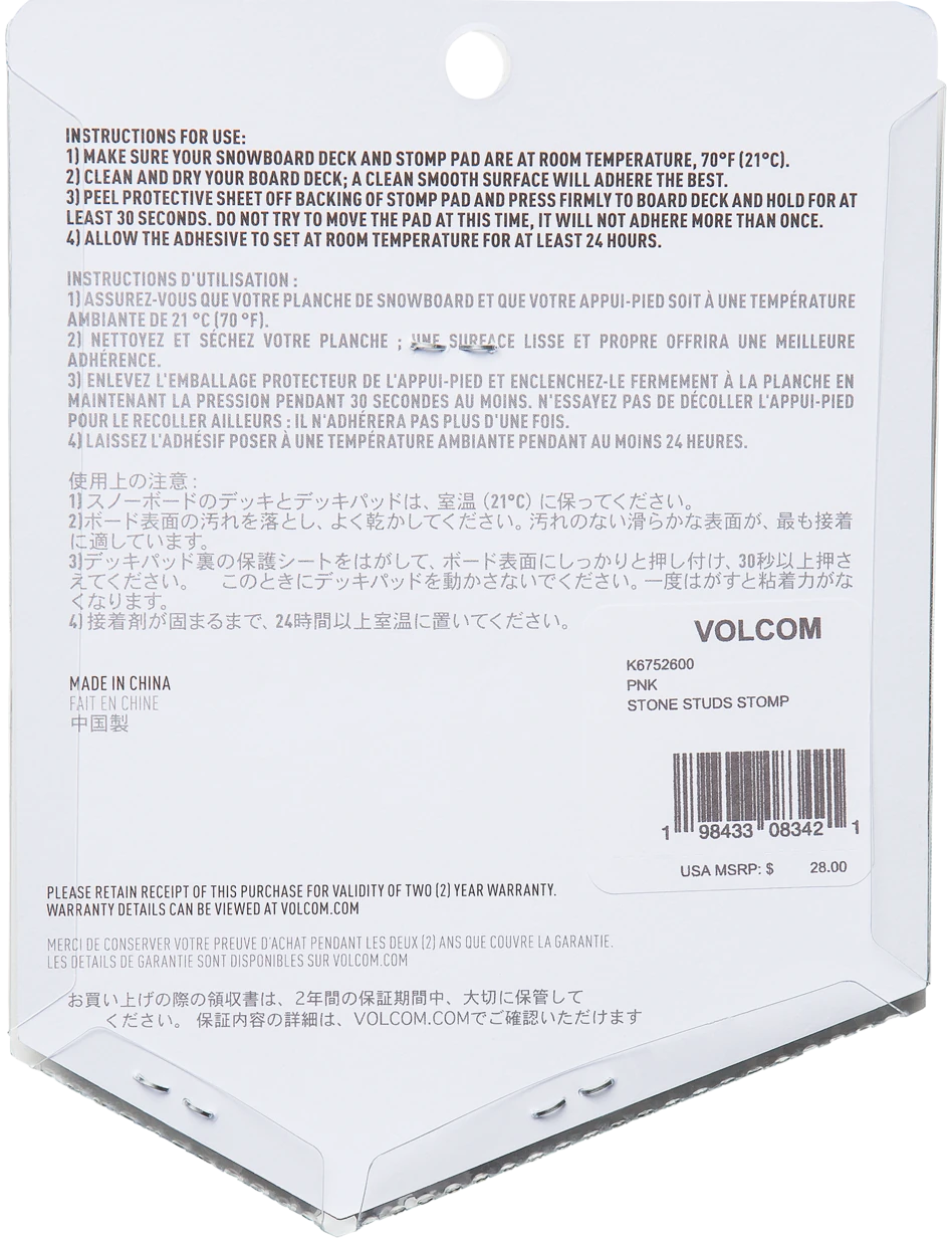 Volcom Stone Studs Pnk Snowboard Stomp Pad