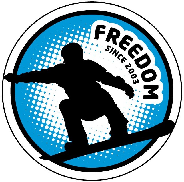 Freedom Snowboarder 8cm x 8cm Tek Sticker