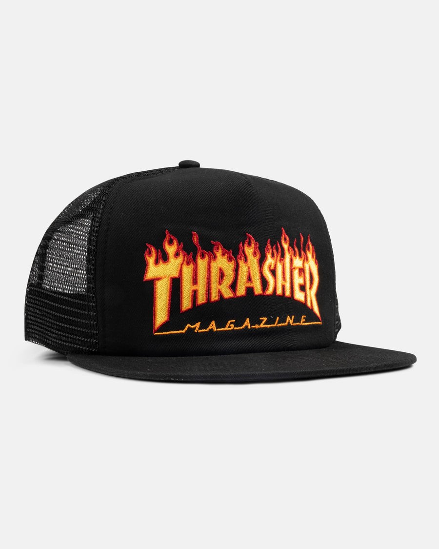 Thrasher Flame Black Trucker Şapka