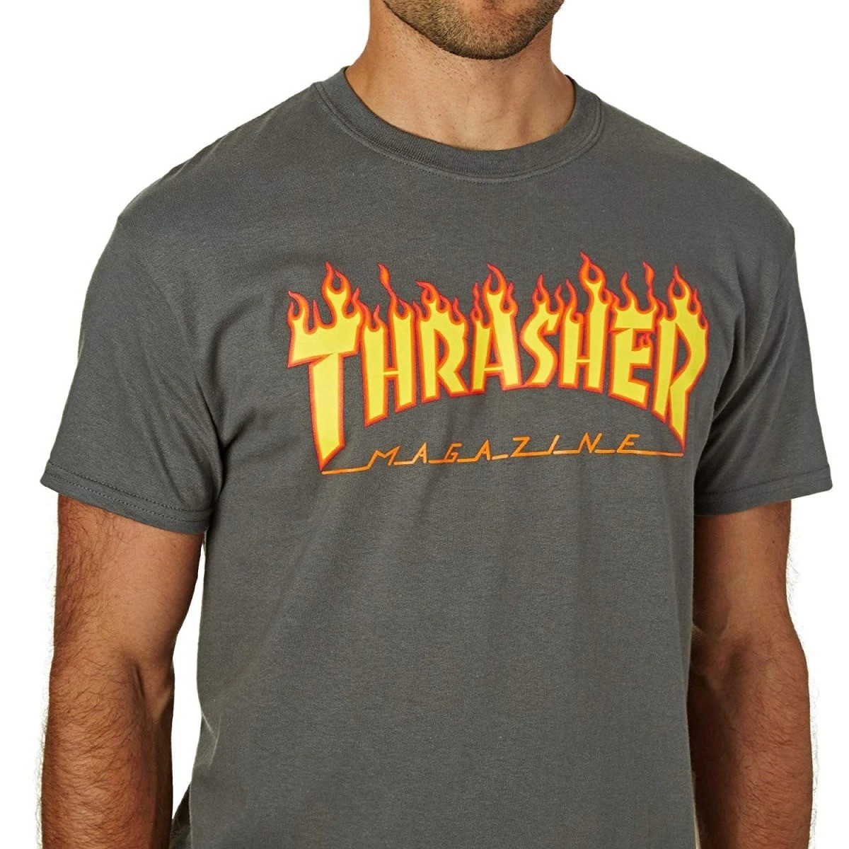 Thrasher Flame Charcoal Tişört