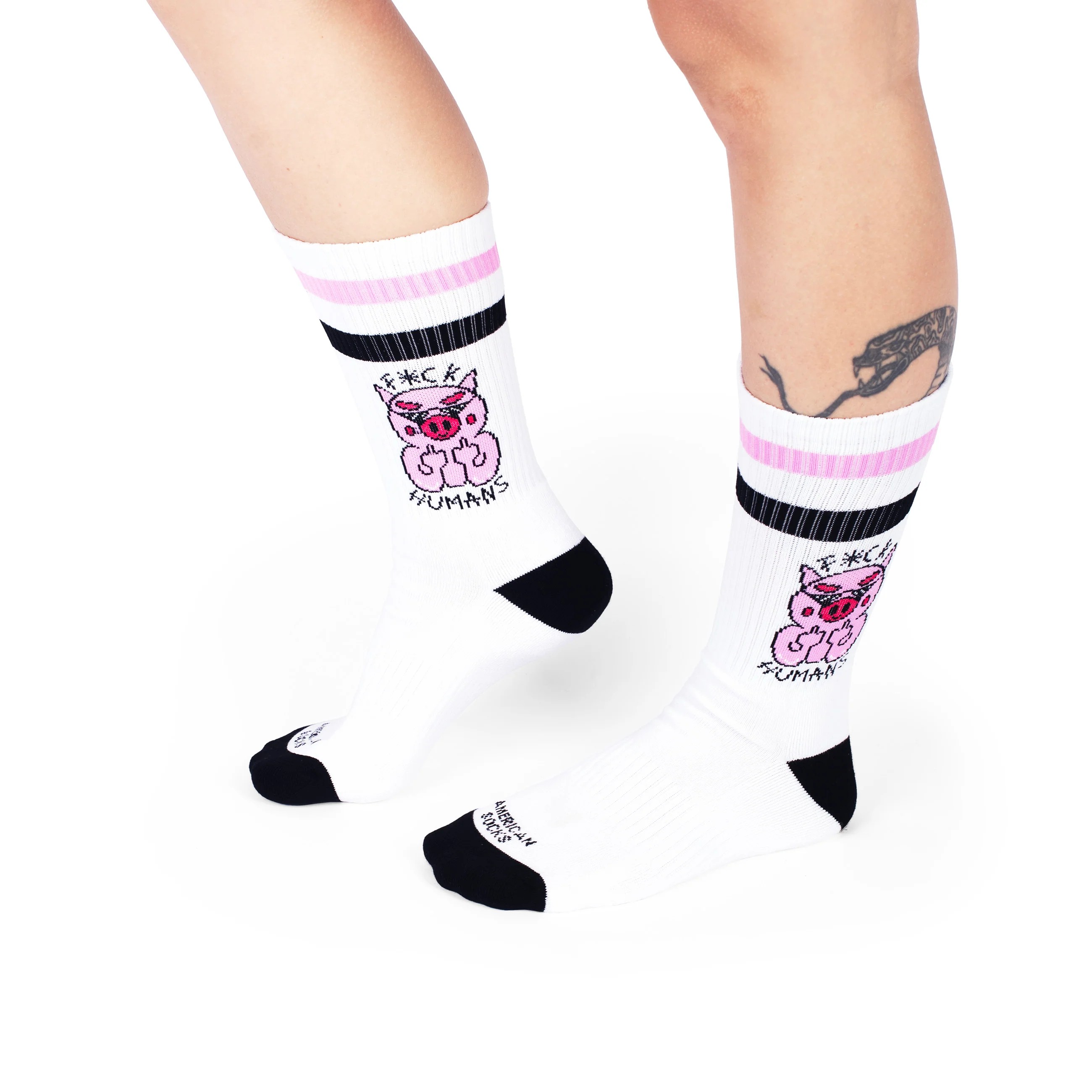 American Socks F*ck Humans Mid High Çorap