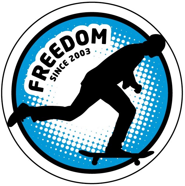 Freedom Skater 8cm x 8cm Tek Sticker