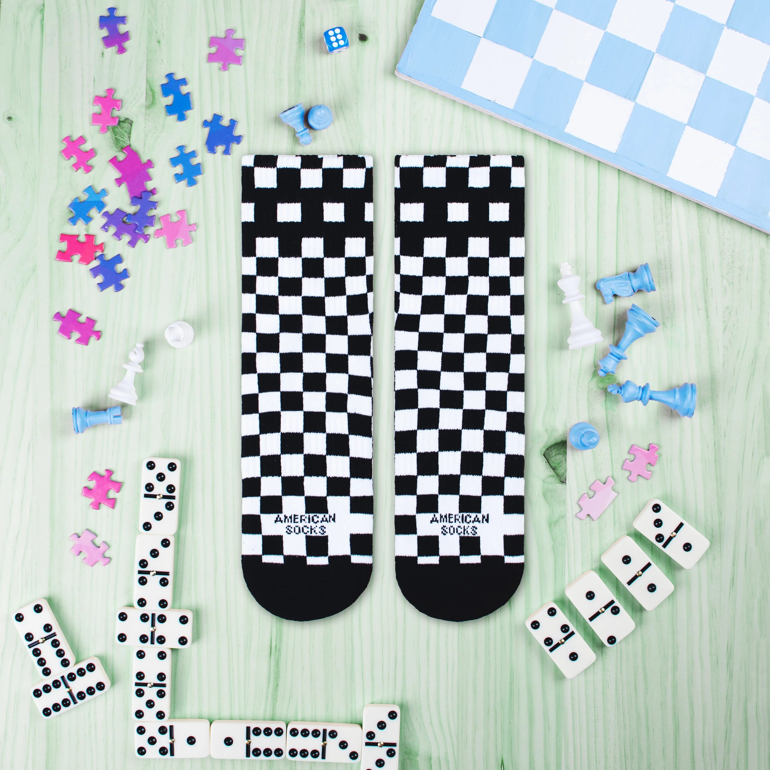 American Socks Checker Bw Ankle High Çorap