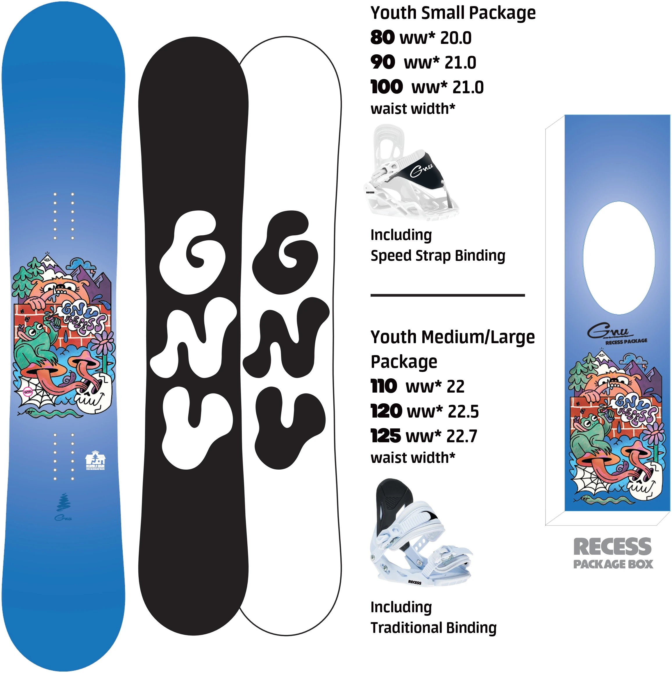 Gnu Recess 2025 K Çocuk Snowboard Bağlama Seti