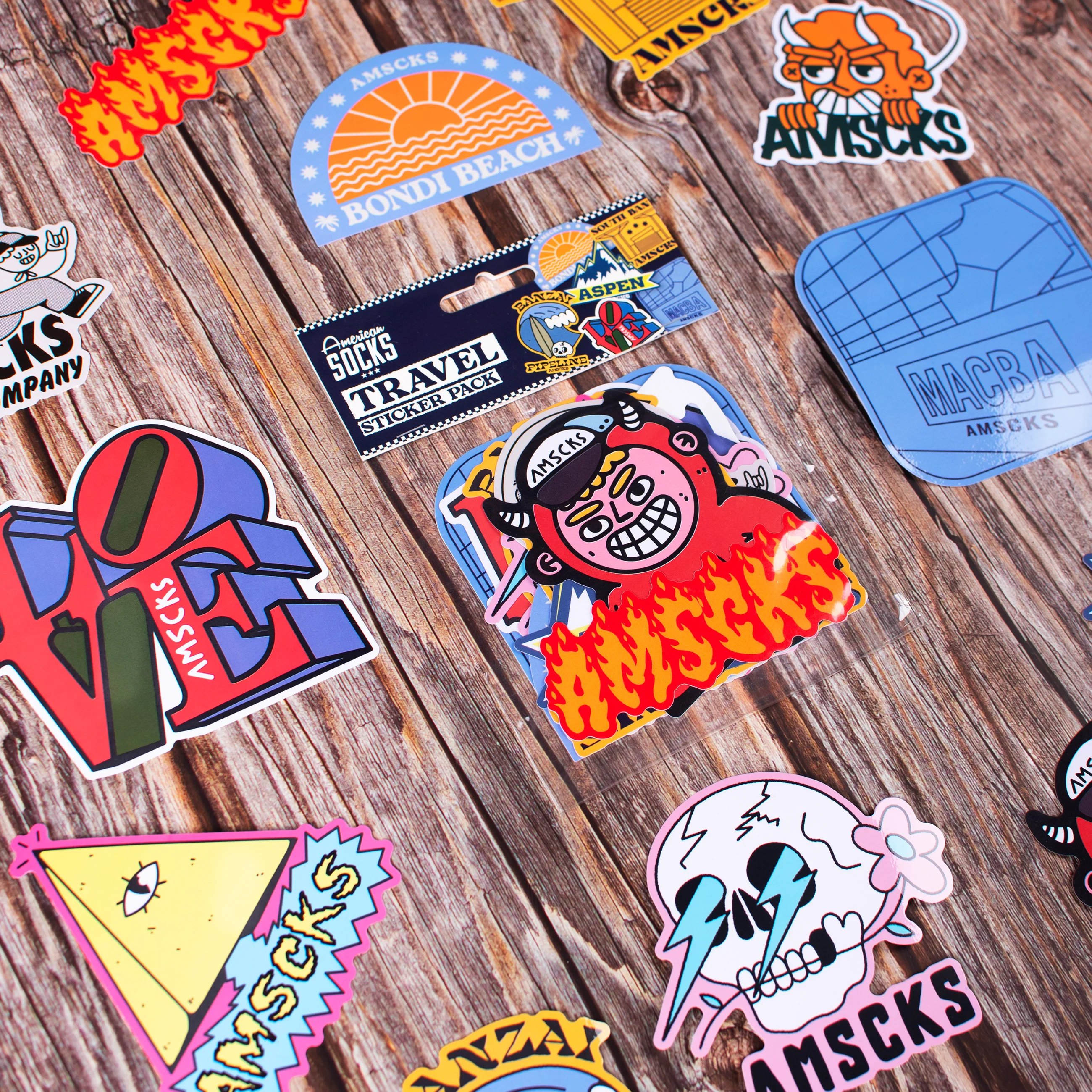 American Socks Travel Sticker Seti