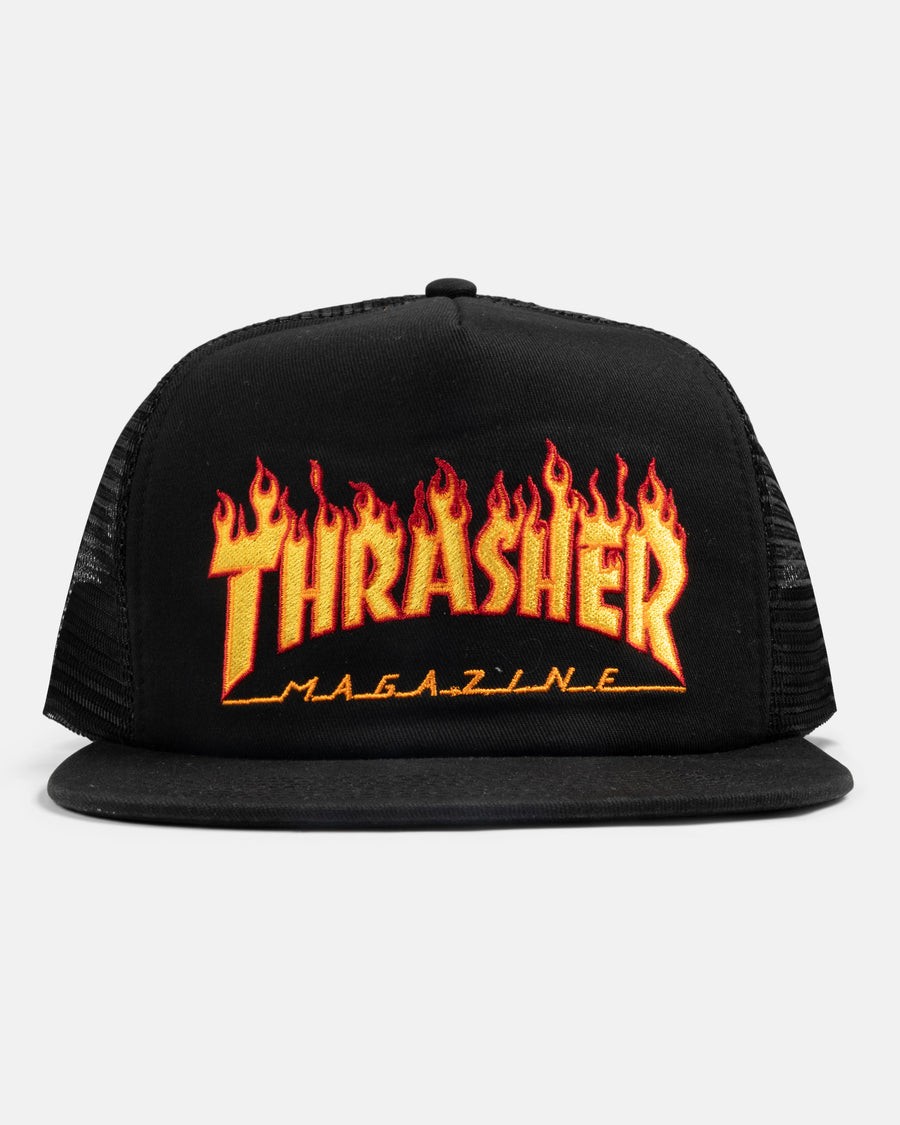 Thrasher Flame Black Trucker Şapka