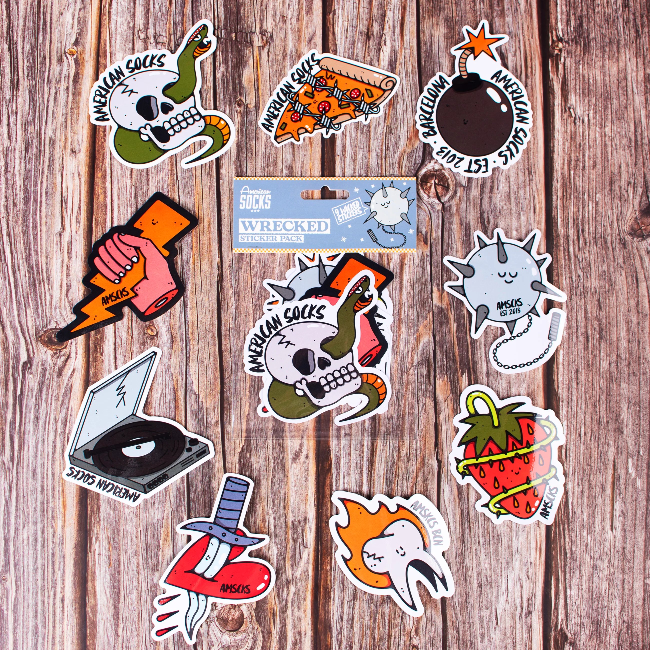 American Socks Wrecked Sticker Seti