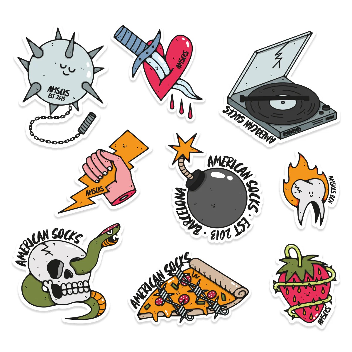 American Socks Wrecked Sticker Seti