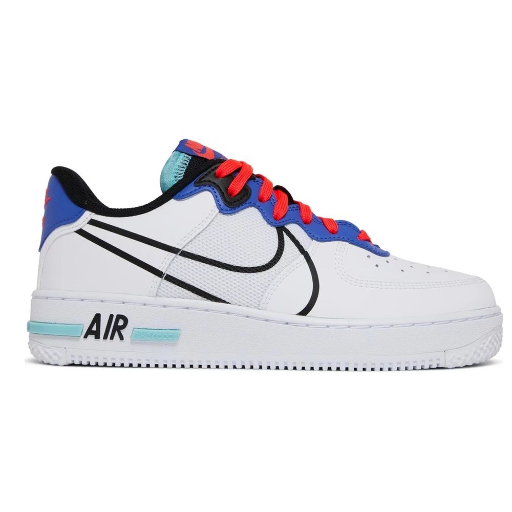 Nike Air Force 1 React White Astronomy Blue Laser Crimson