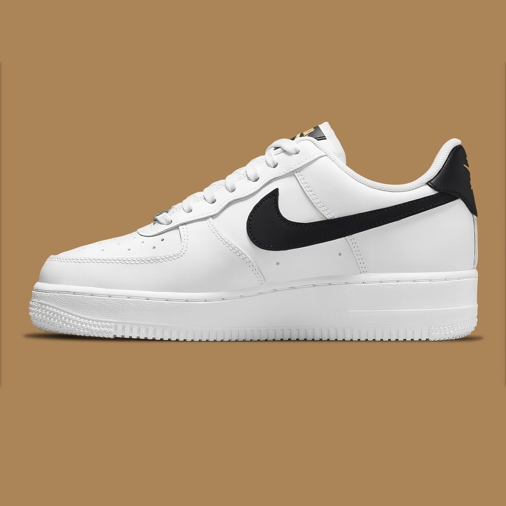 Nike Air Force 1 Essentials White Black Gold Mini Swoosh