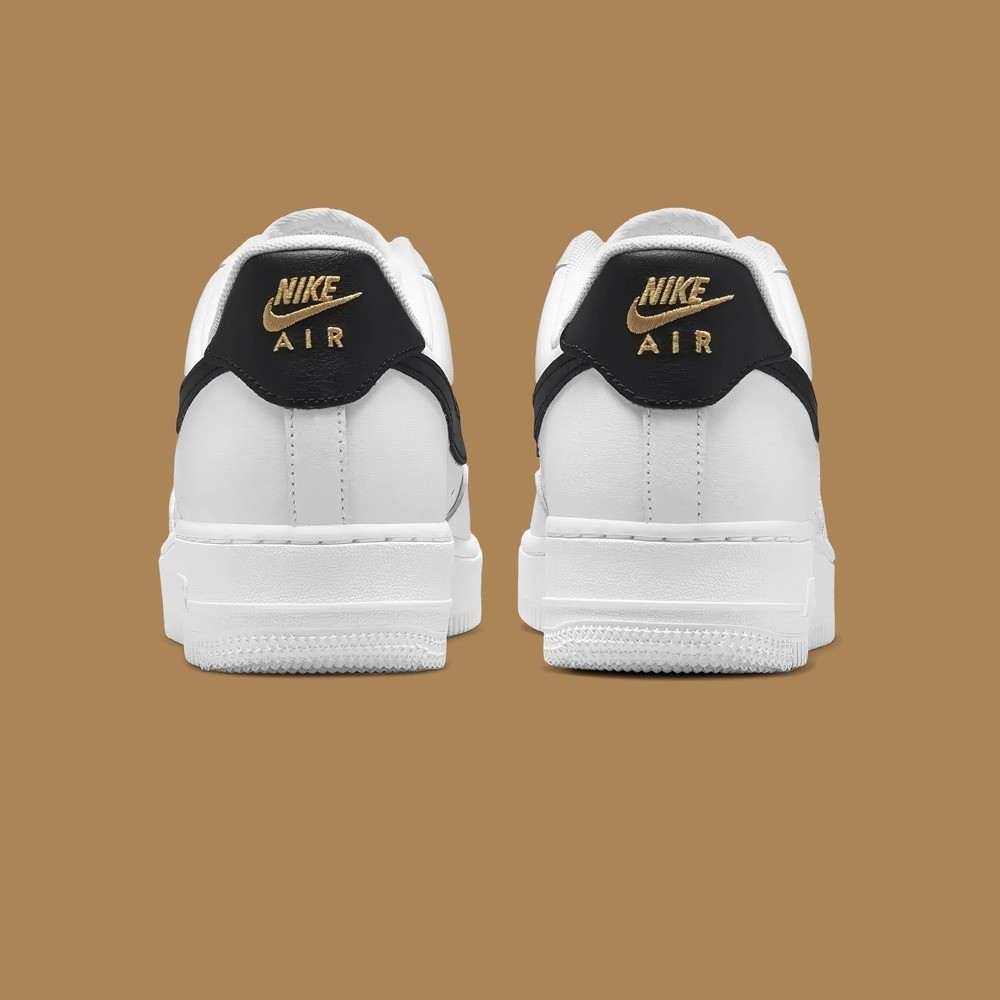 Nike Air Force 1 Essentials White Black Gold Mini Swoosh