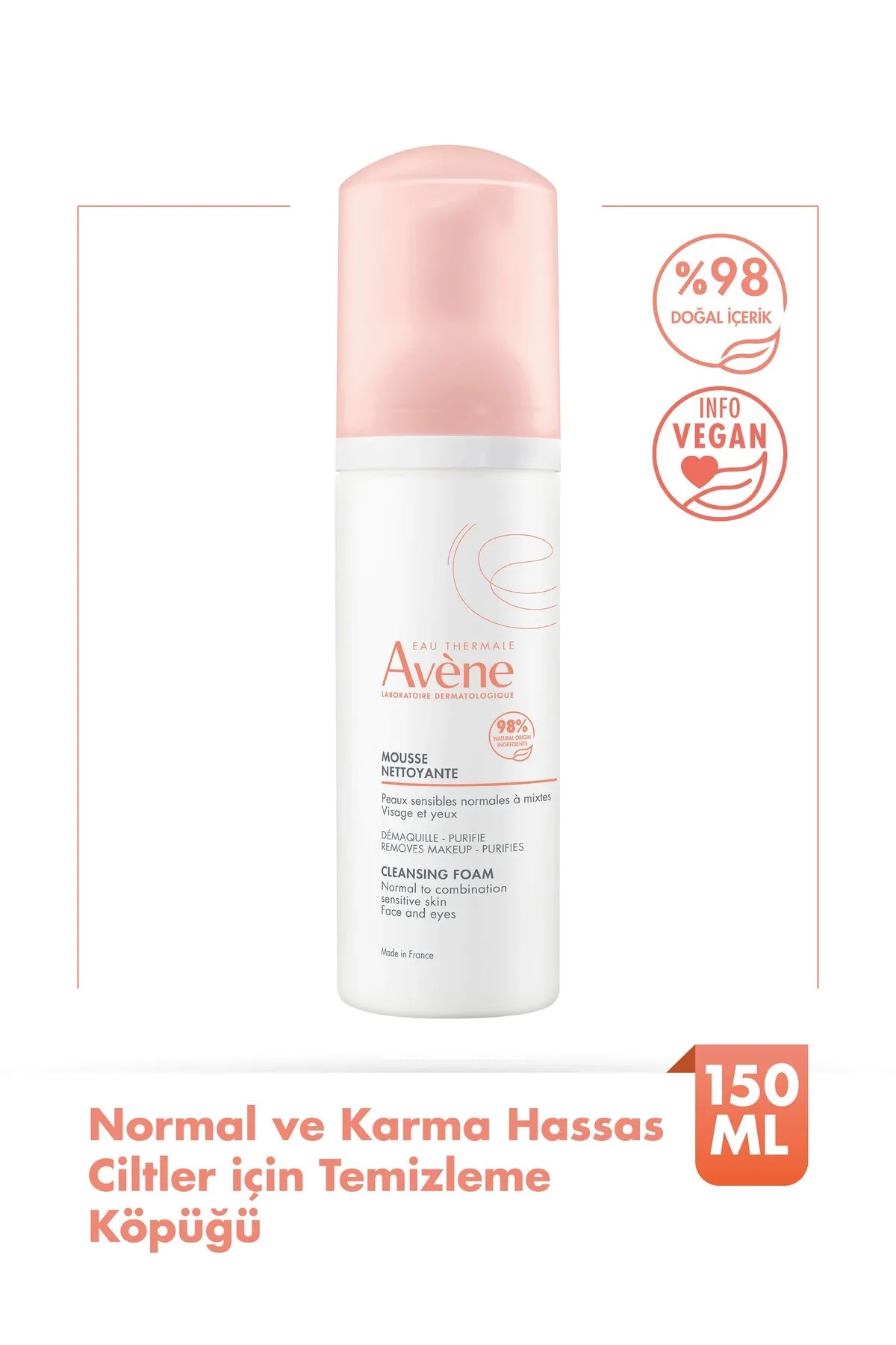 Normal ve Karma Hassas Ciltler için Temizleme Köpüğü 150 ml