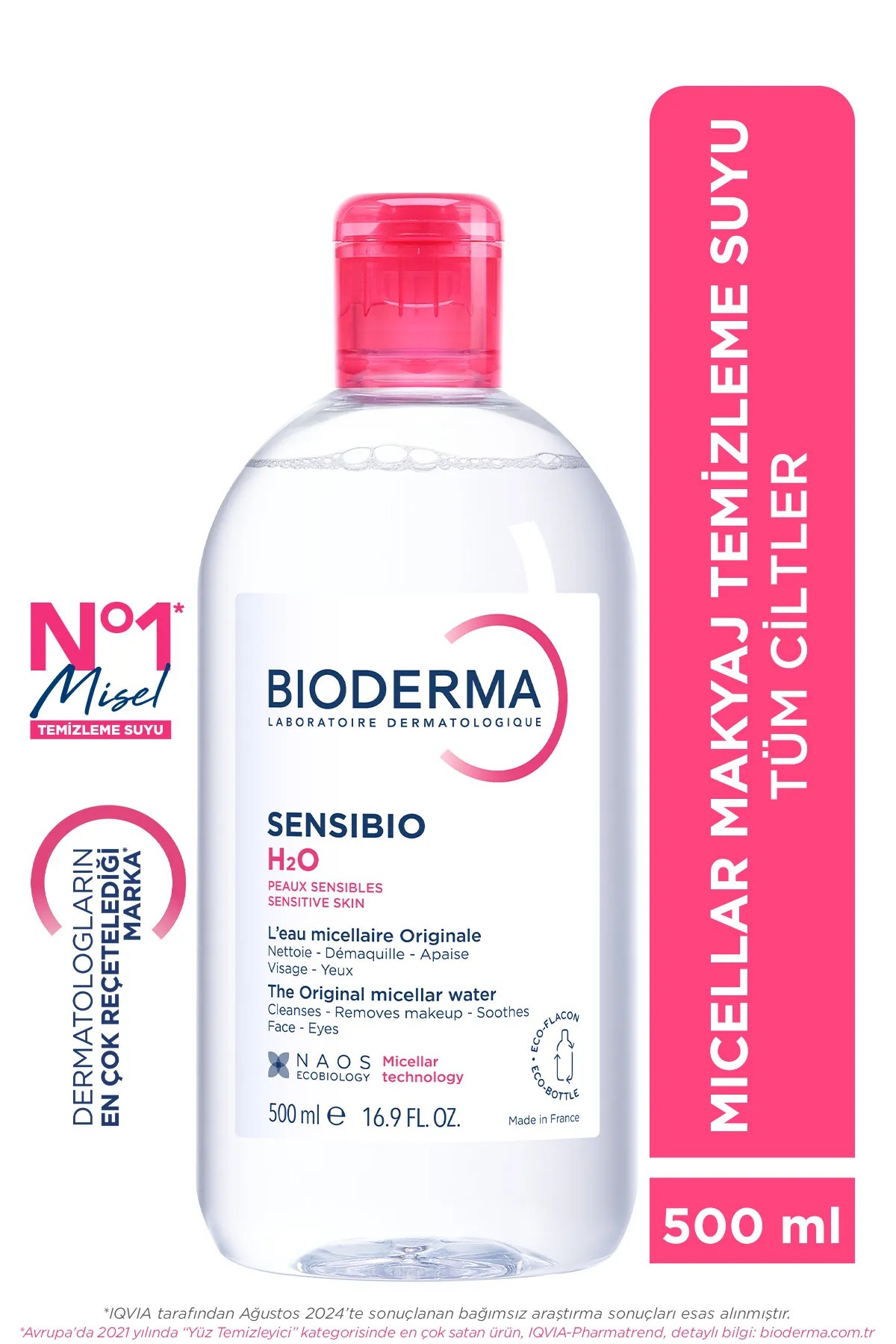 Sensibio H2O Hassas ve Normal Ciltler için Micellar Makyaj Temizleme Suyu 500 ml