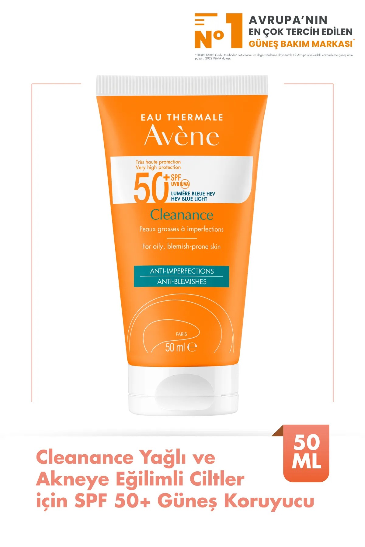 Cleanance SPF50+ Yağlı ve Akneye Eğilimli Ciltler için Yüksek Korumalı Güneş Kremi 50 ml