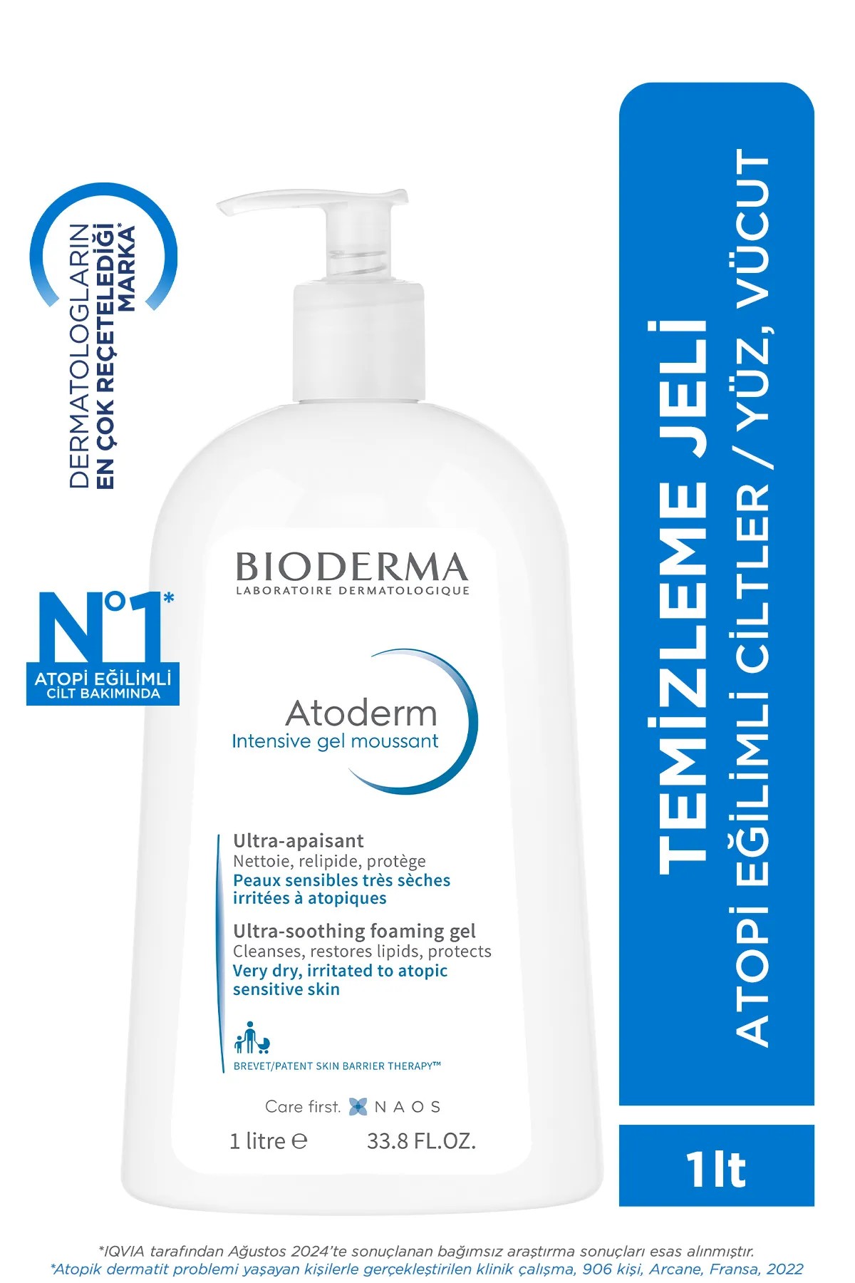 Atoderm Intensive Foaming Gel Çok Kuru Atopi Eğilimli Cilt Onarıcı Temizleme Jeli Niasinamid 1 L