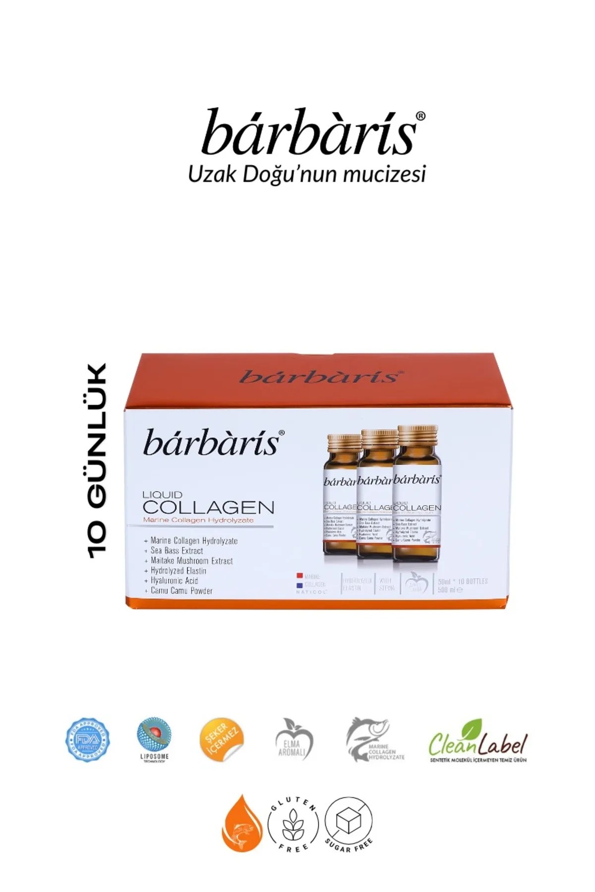 Liquid Collagen 10*50ml Tip1,tip3 %100 Saf Balık Kolajeni & Elastini Cilt Saç Tırnak