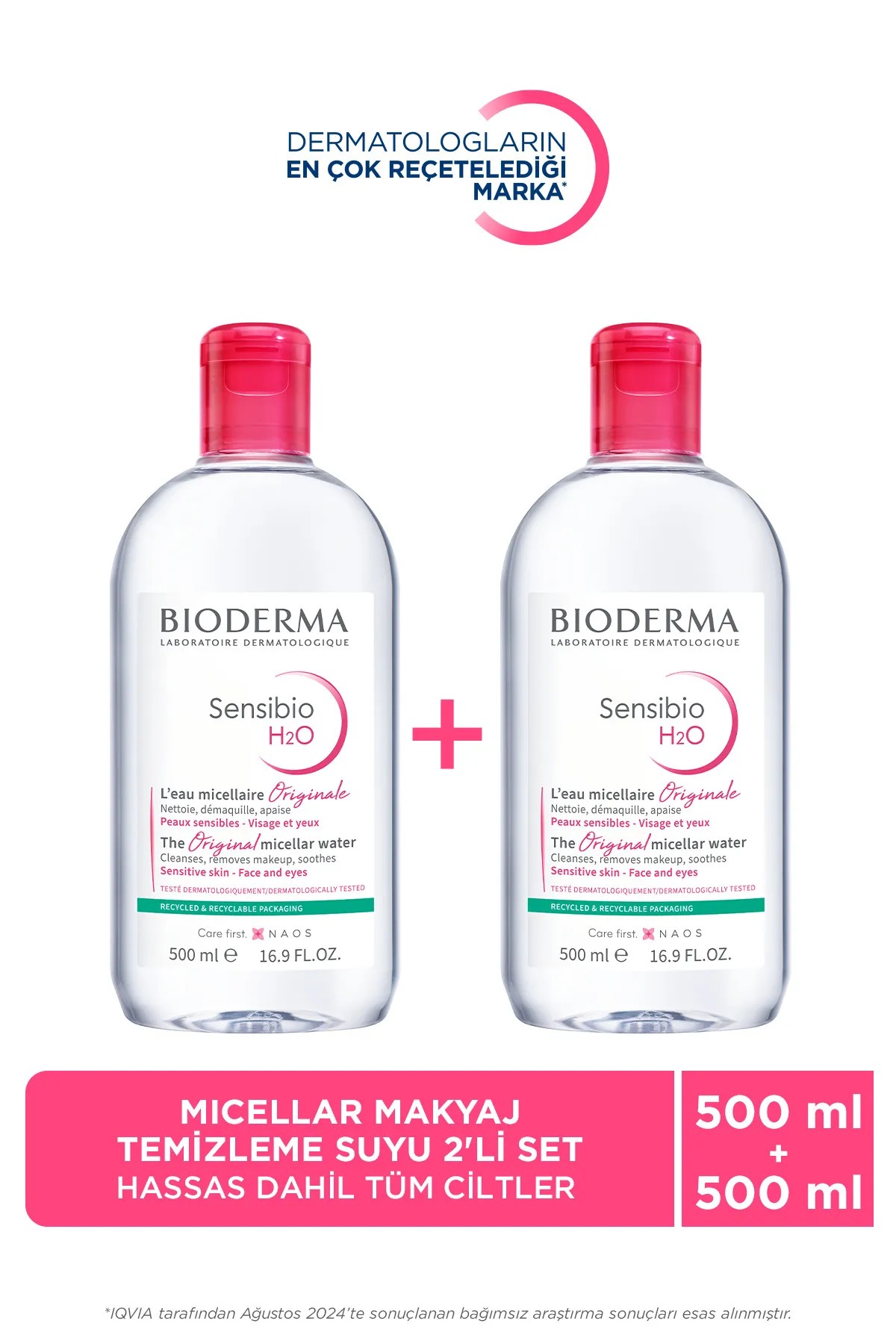 Sensibio H2O Micellar Makyaj Temizleme Suyu 2'li Set Hassas ve Tüm Ciltler Yüz ve Göz Çevresi 500 ml