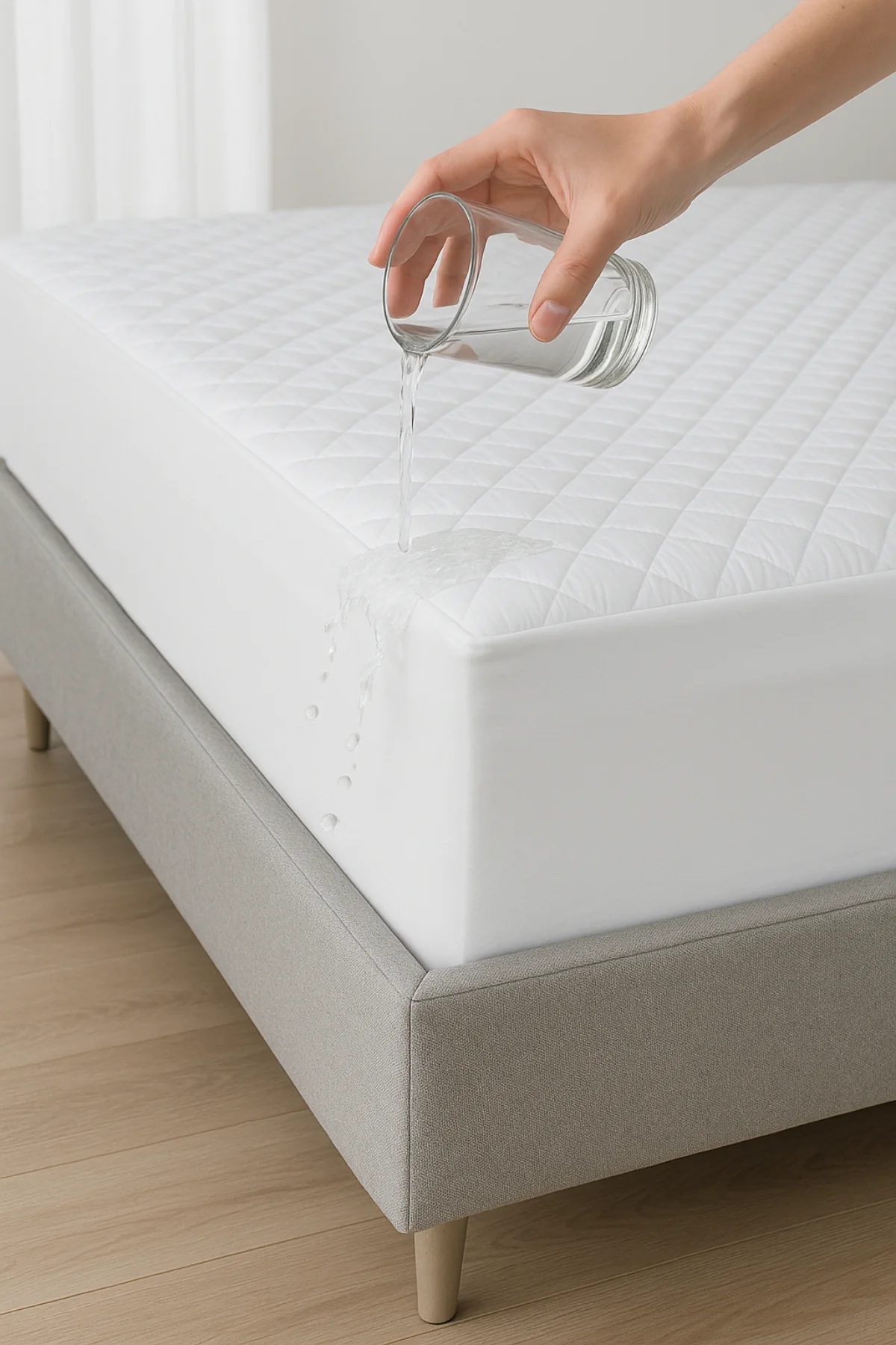 Pamuklu Sıvı Geçirmez Fitted Beyaz Kapitone Yatak Alezi